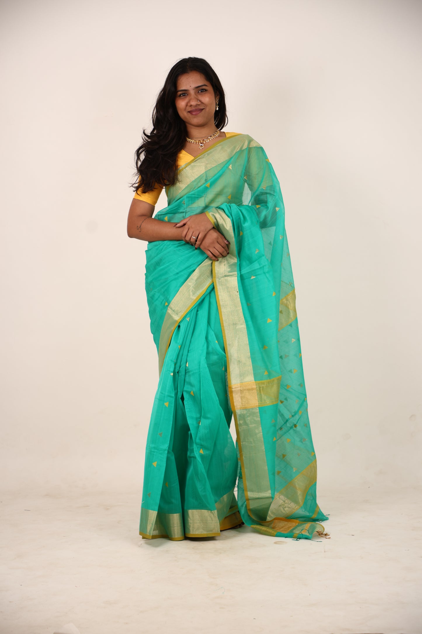 Seafoam Green Maheshwari Saree