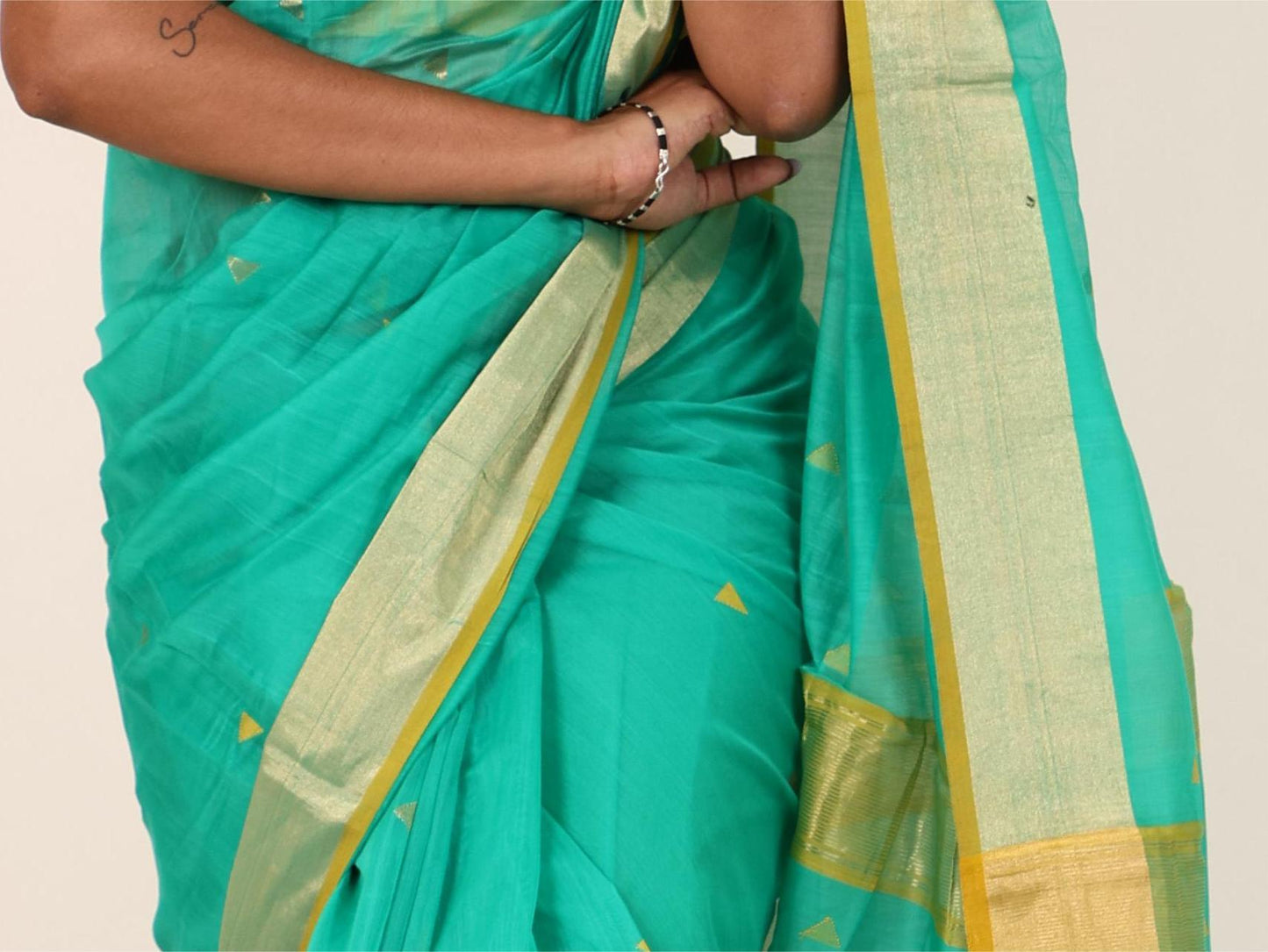 Seafoam Green Maheshwari Saree