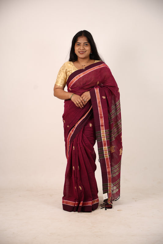 Grape Khadi Cotton Saree