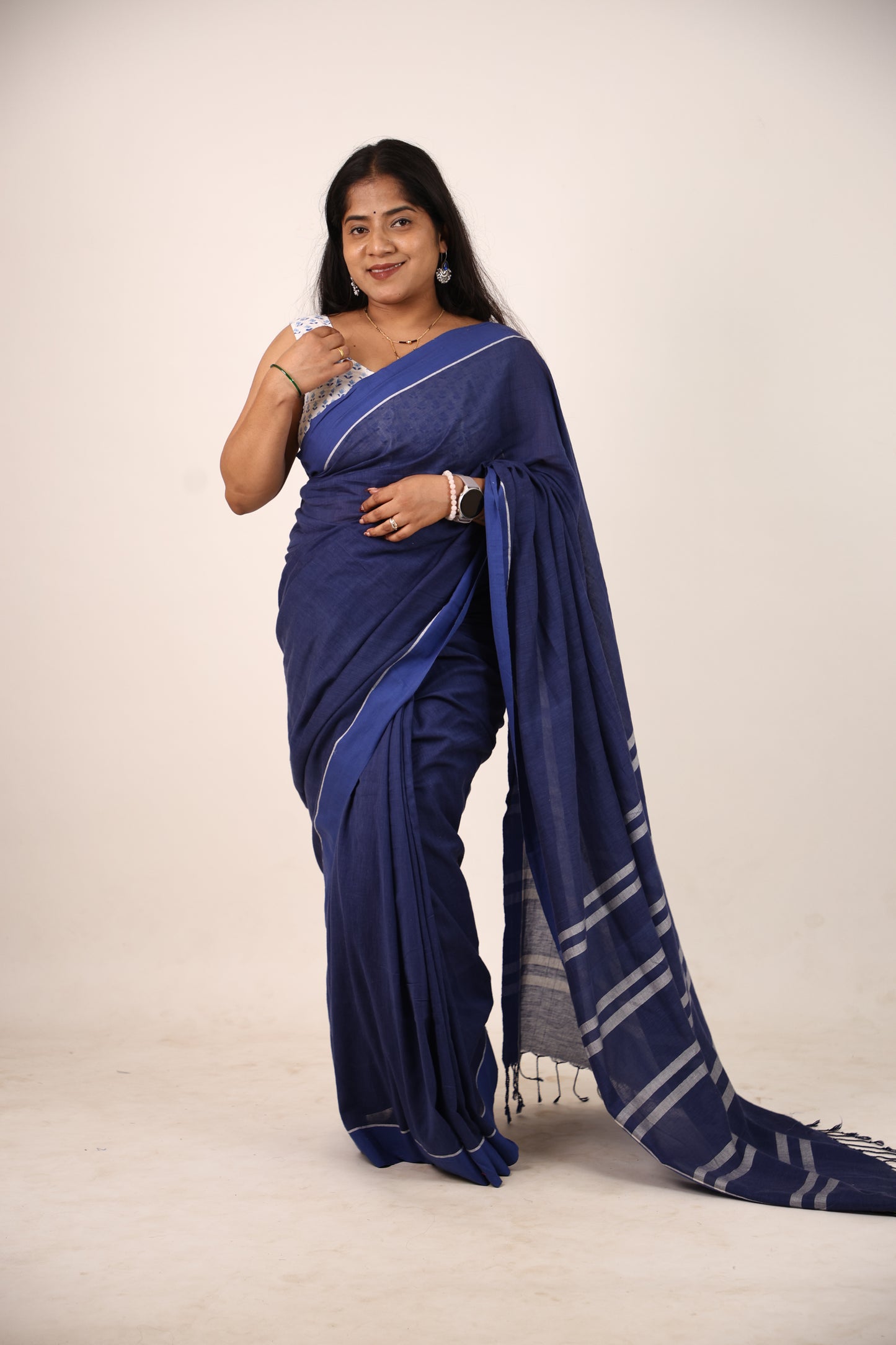 Royal Blue Cotton Saree