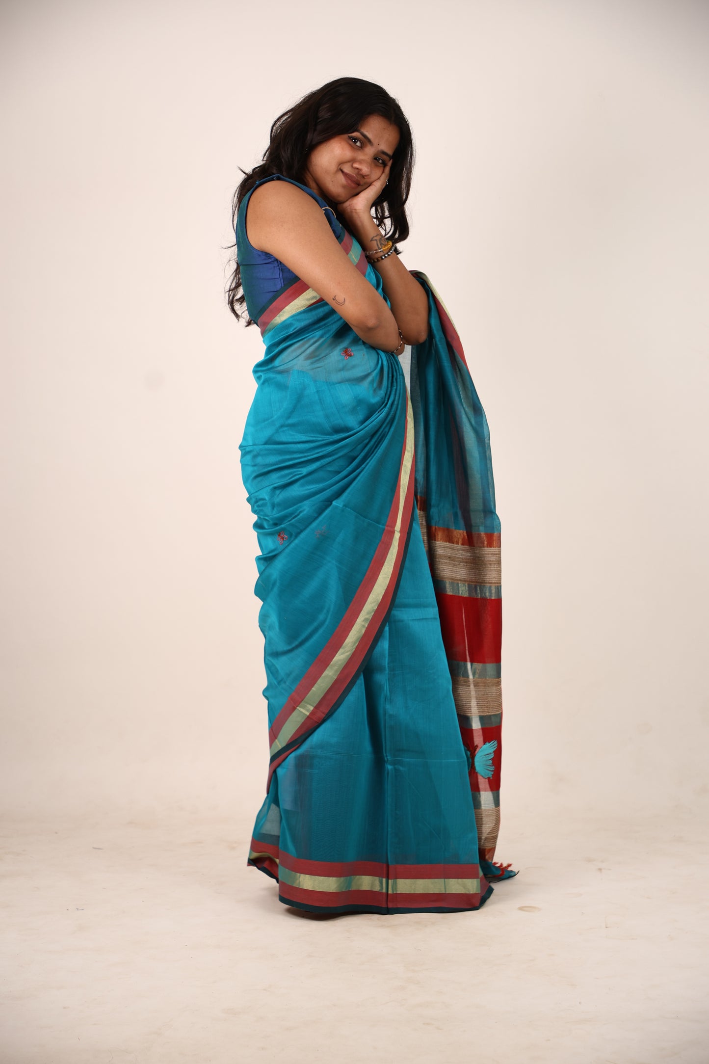 Dynamic Blue maheshwari saree