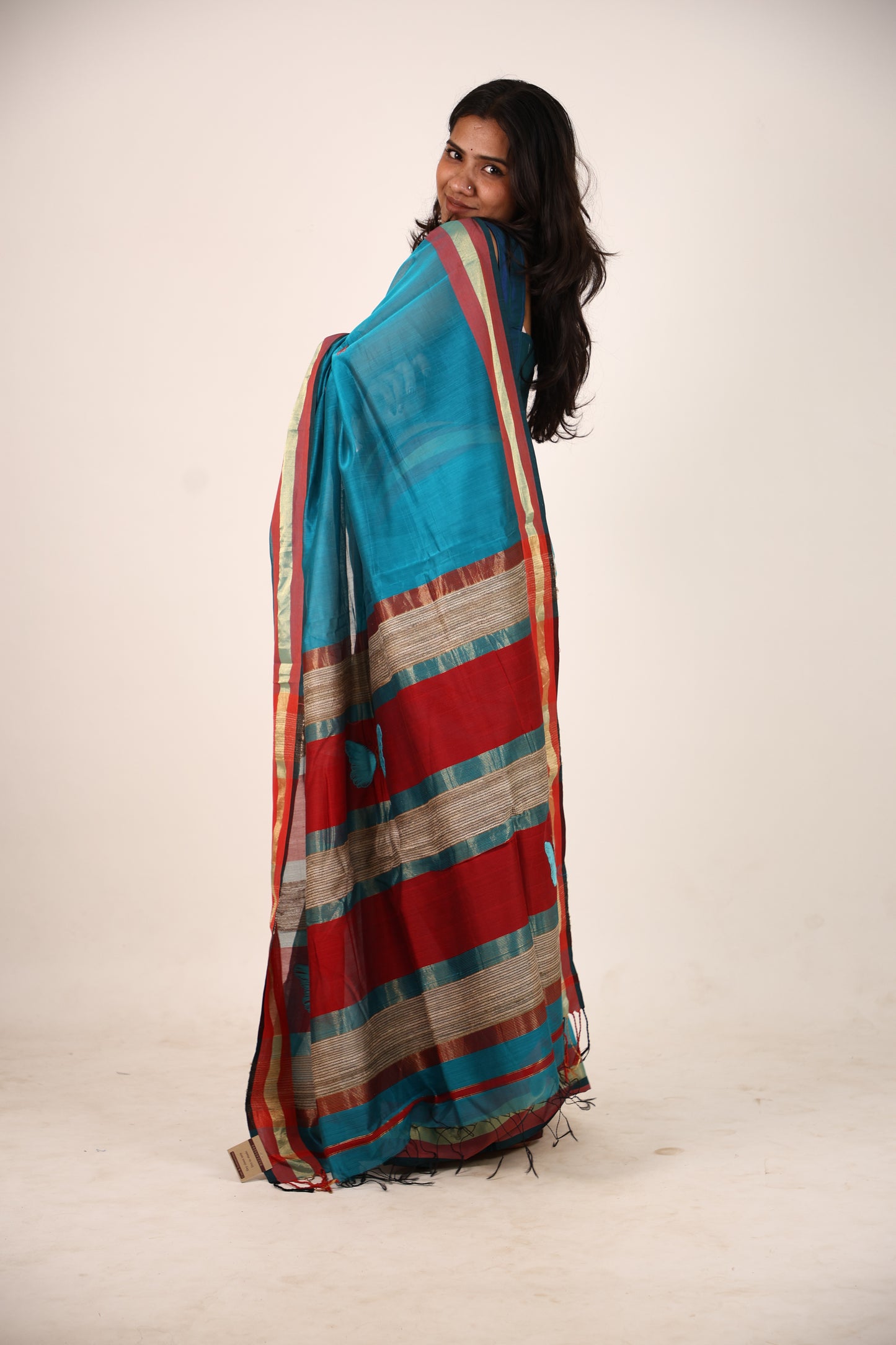 Dynamic Blue maheshwari saree