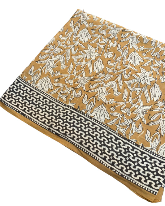 Goldenrod Block Printed Cotton Saree