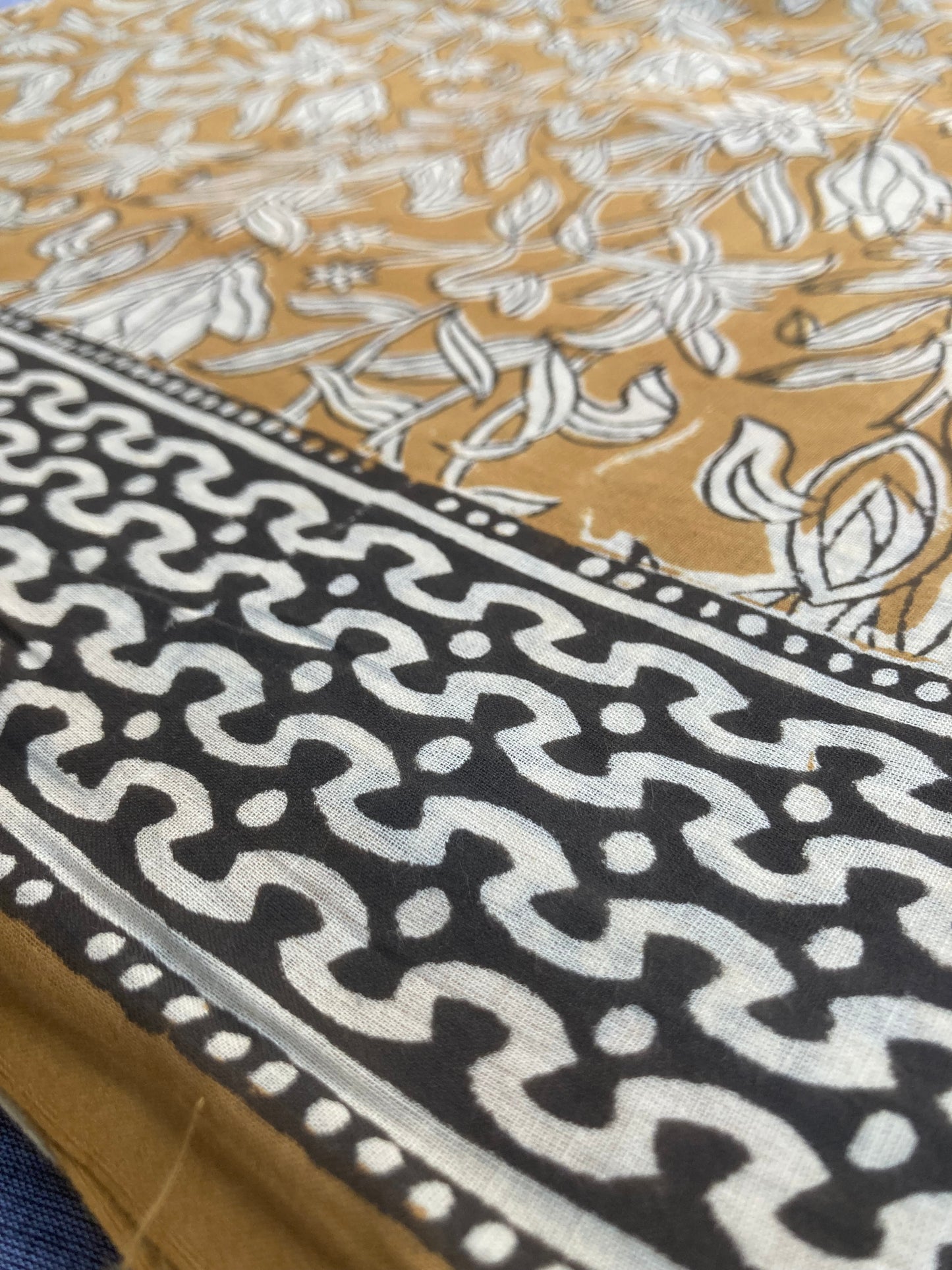 Goldenrod Block Printed Cotton Saree