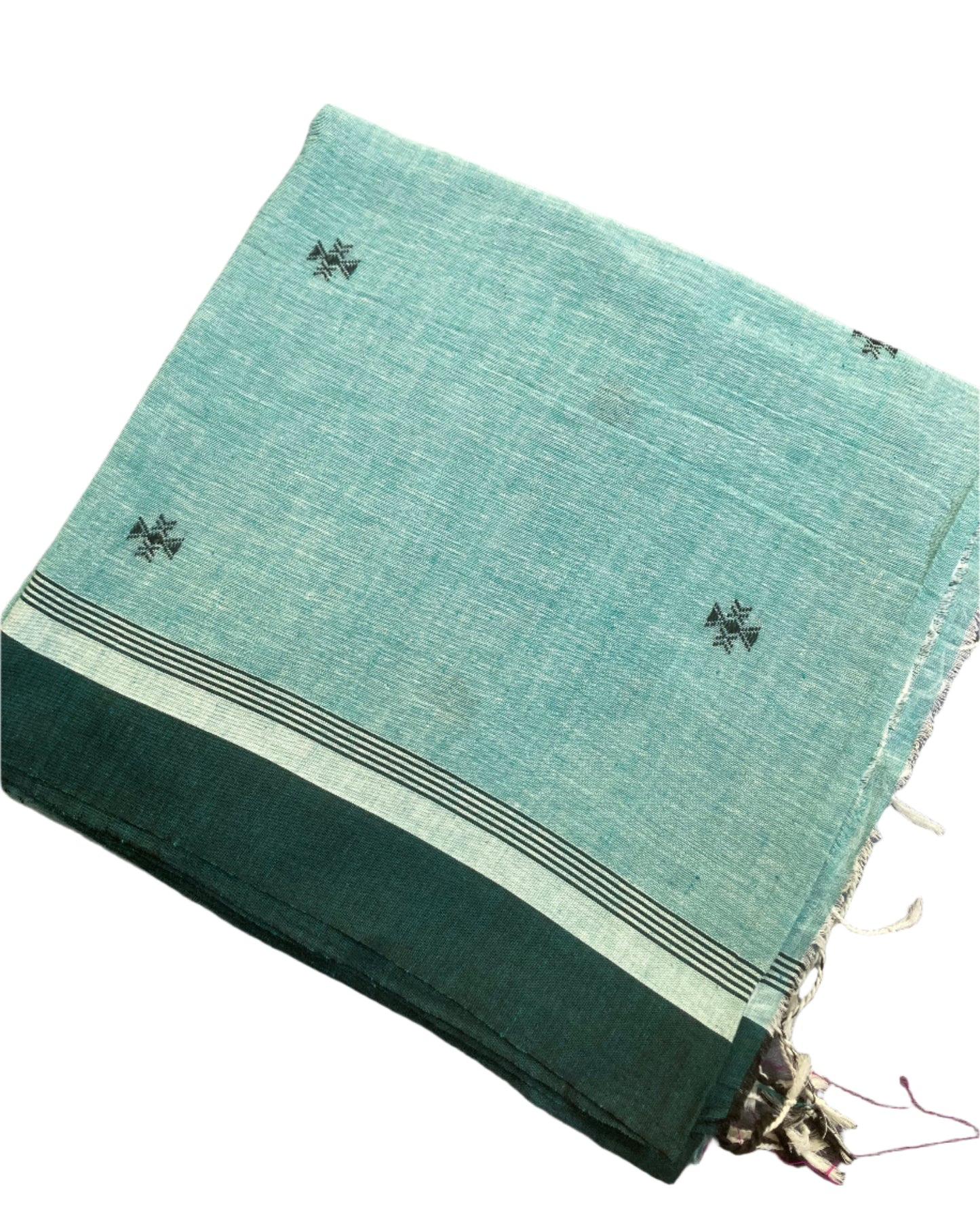 Cyan Khadi Cotton Saree