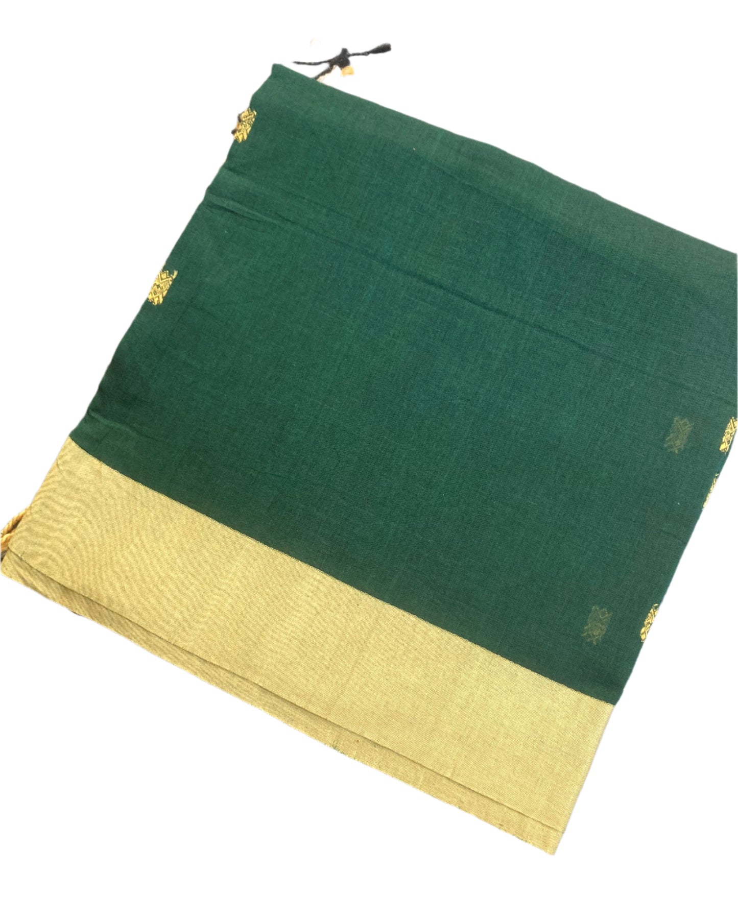 Dark Green Khadi Cotton Saree