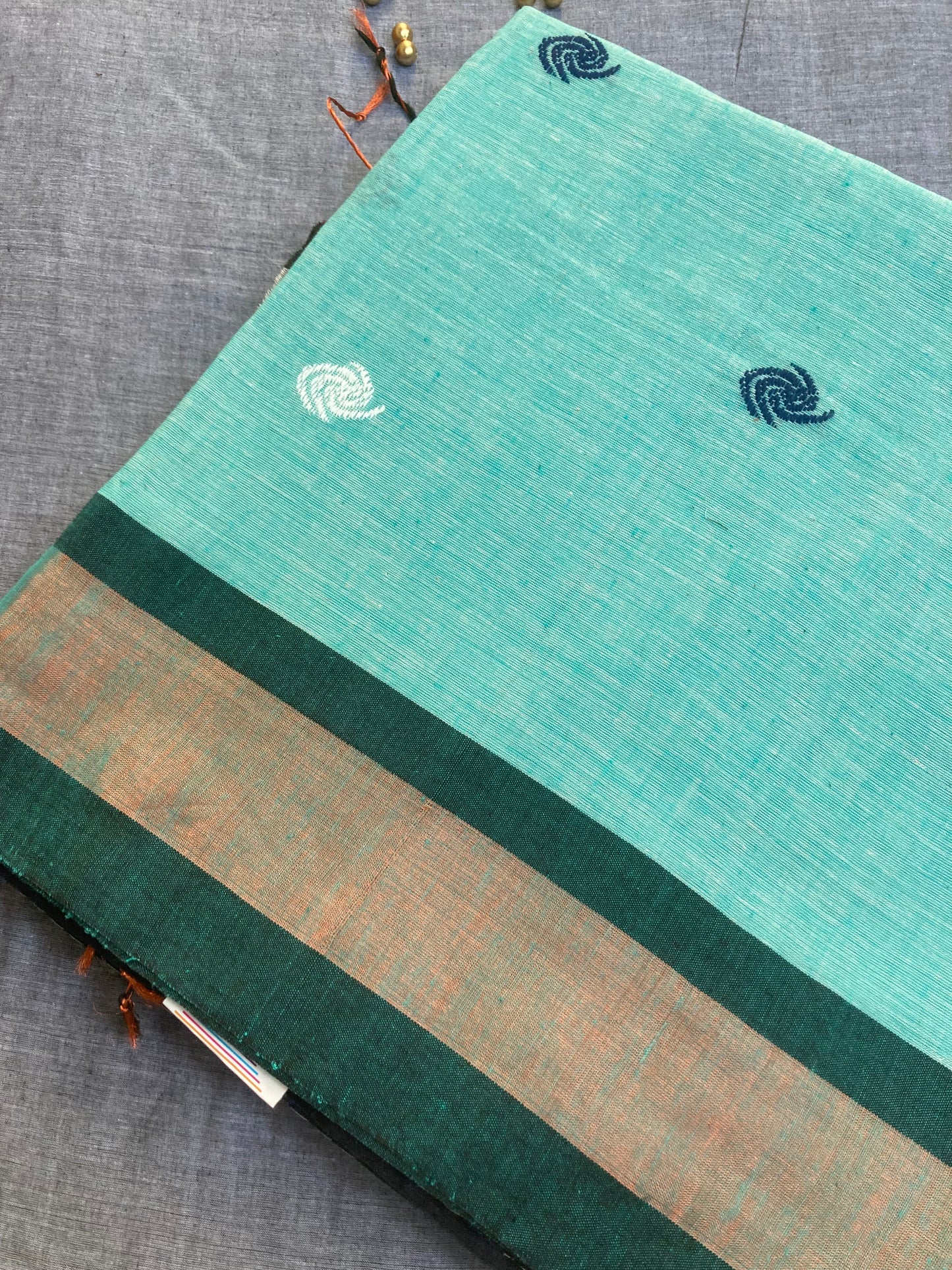 Cyan Blue  Khadi Cotton Saree
