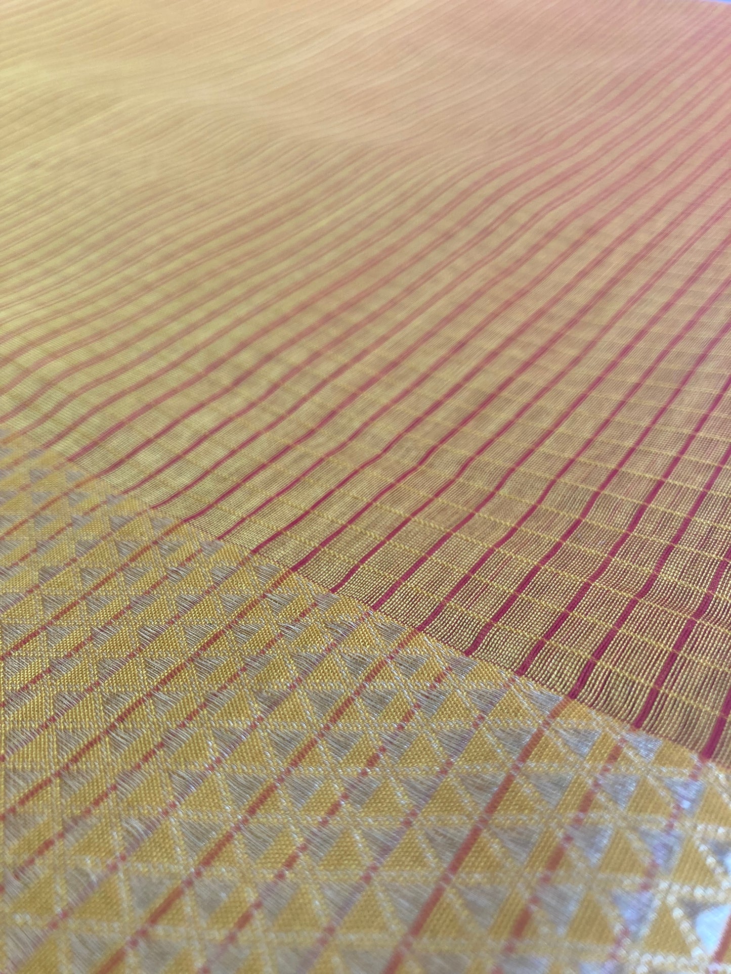 Orange Peel Maheshwari Saree