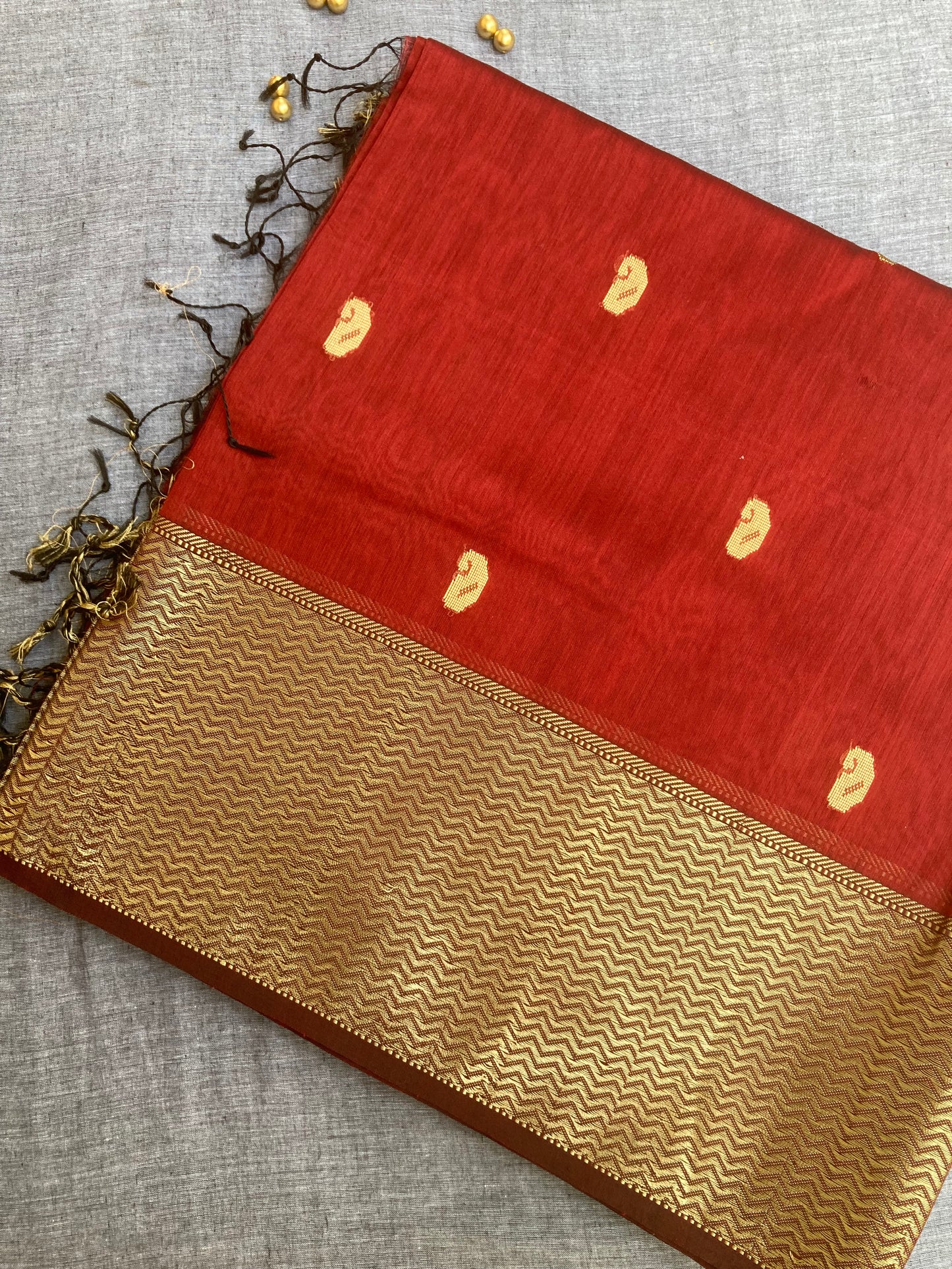 Deep Maroon Maheshwari Saree