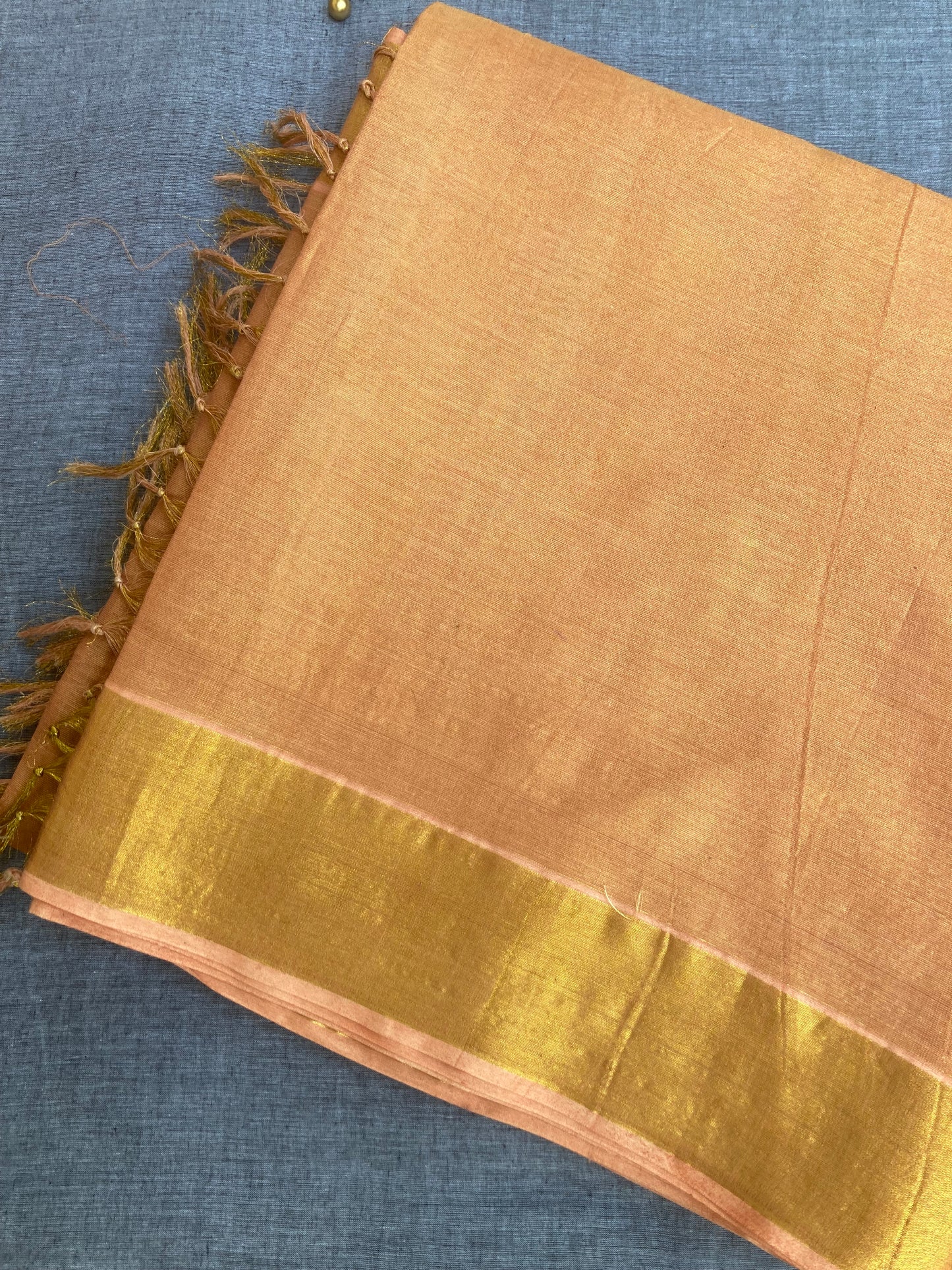 Gold Fish Tissue Cotton Saree