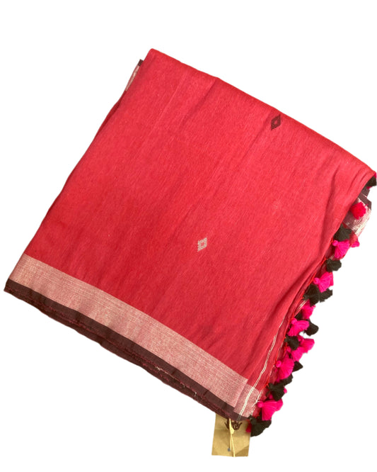 Coral Organic Linen Saree