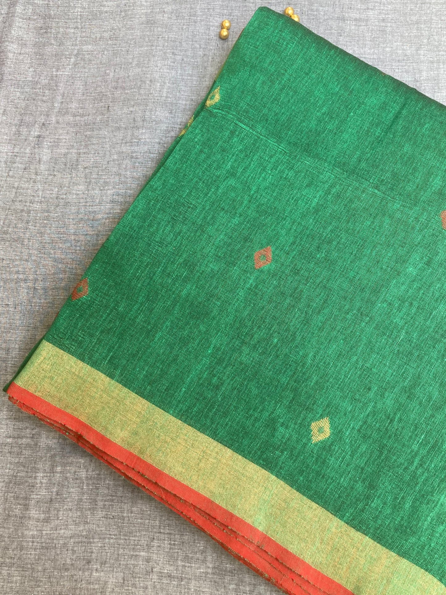 Green Organic Linen Saree