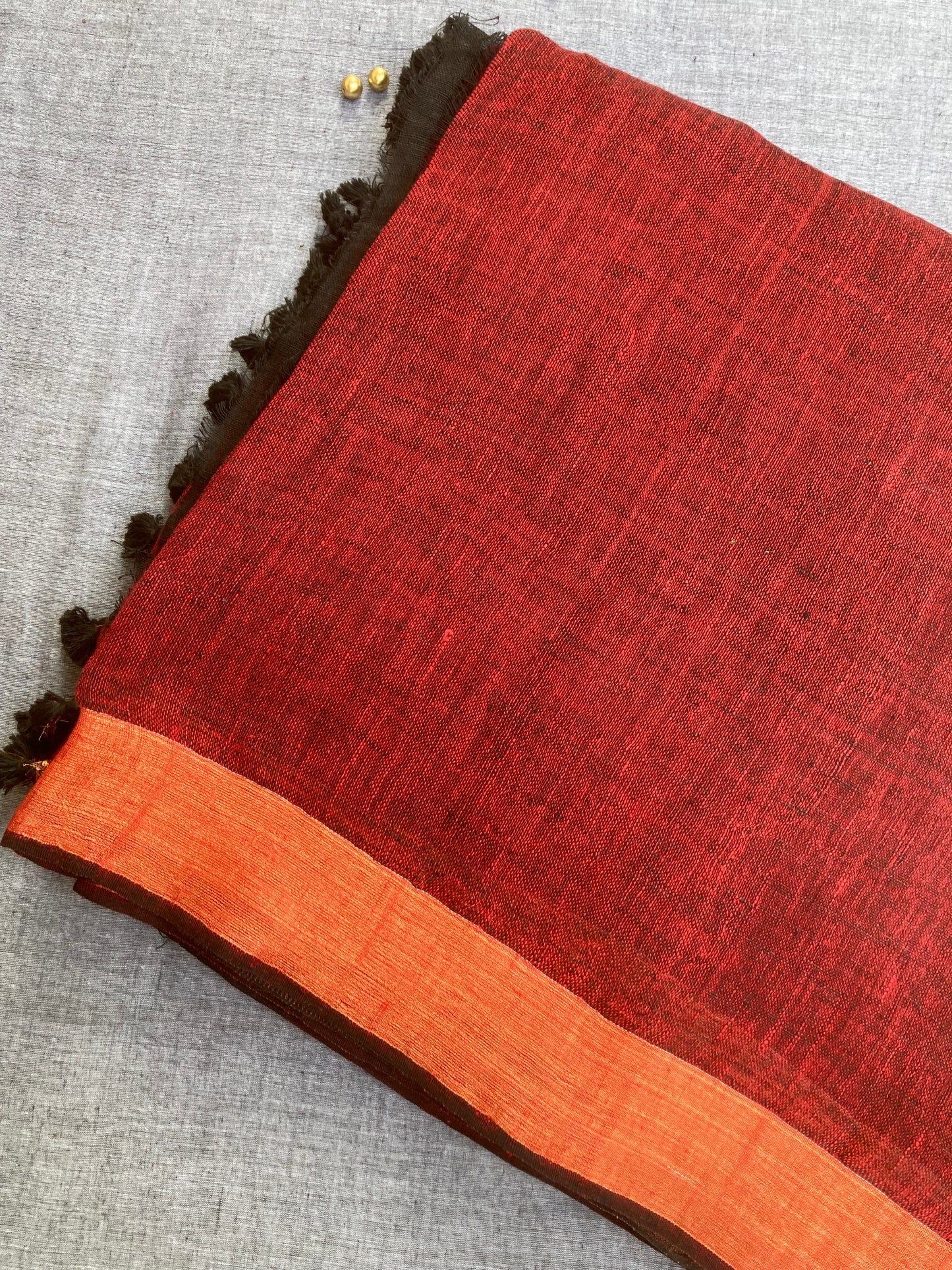 Maroon Handloom Linen Saree