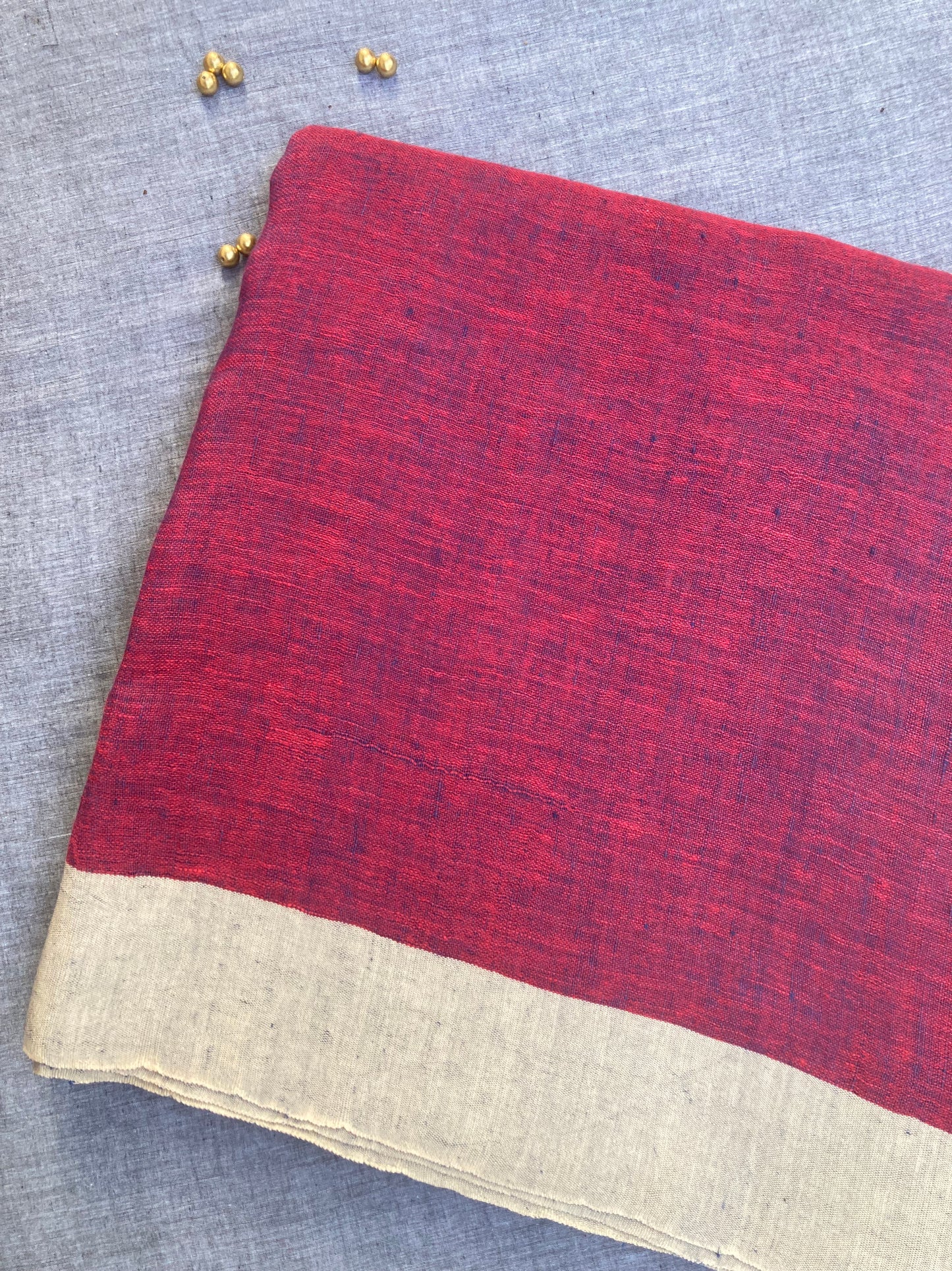 Magenta Handloom Linen Saree