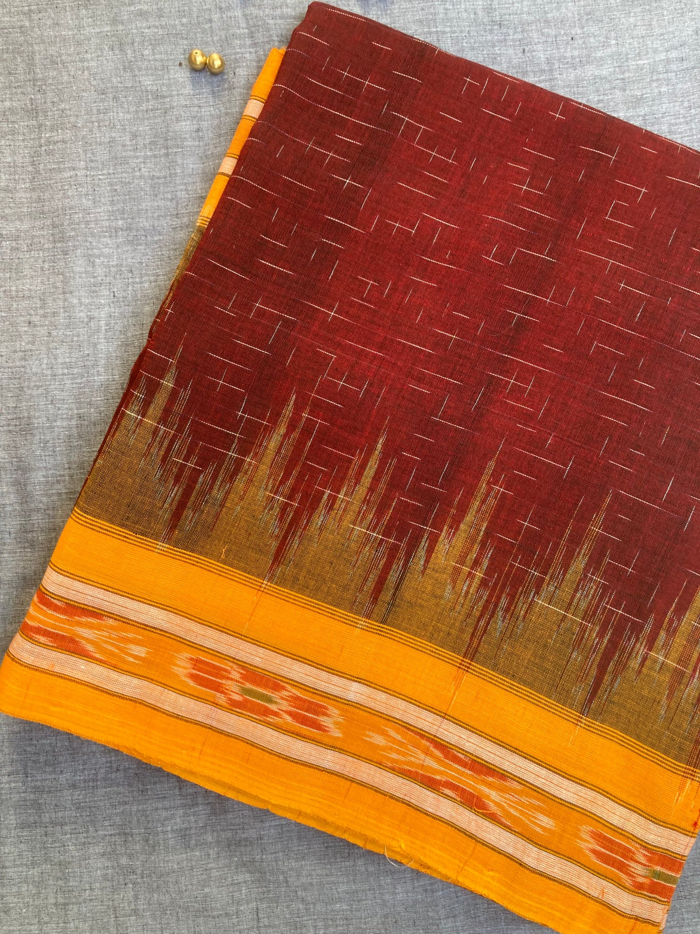 Maroon Sambalpuri Ikkat Saree