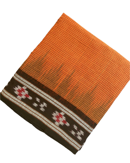 Tawny Sambalpuri Ikkat Saree