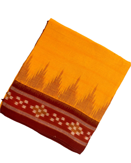 Neon Orange Sambalpuri Ikkat Saree