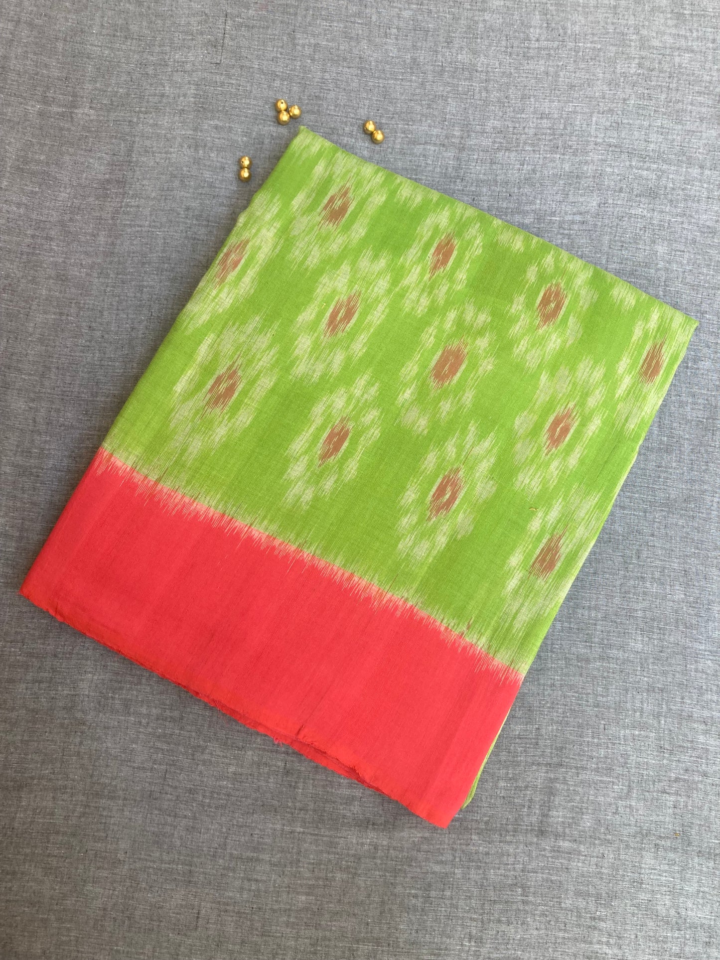 Lime Green Pochampally Ikkat Saree