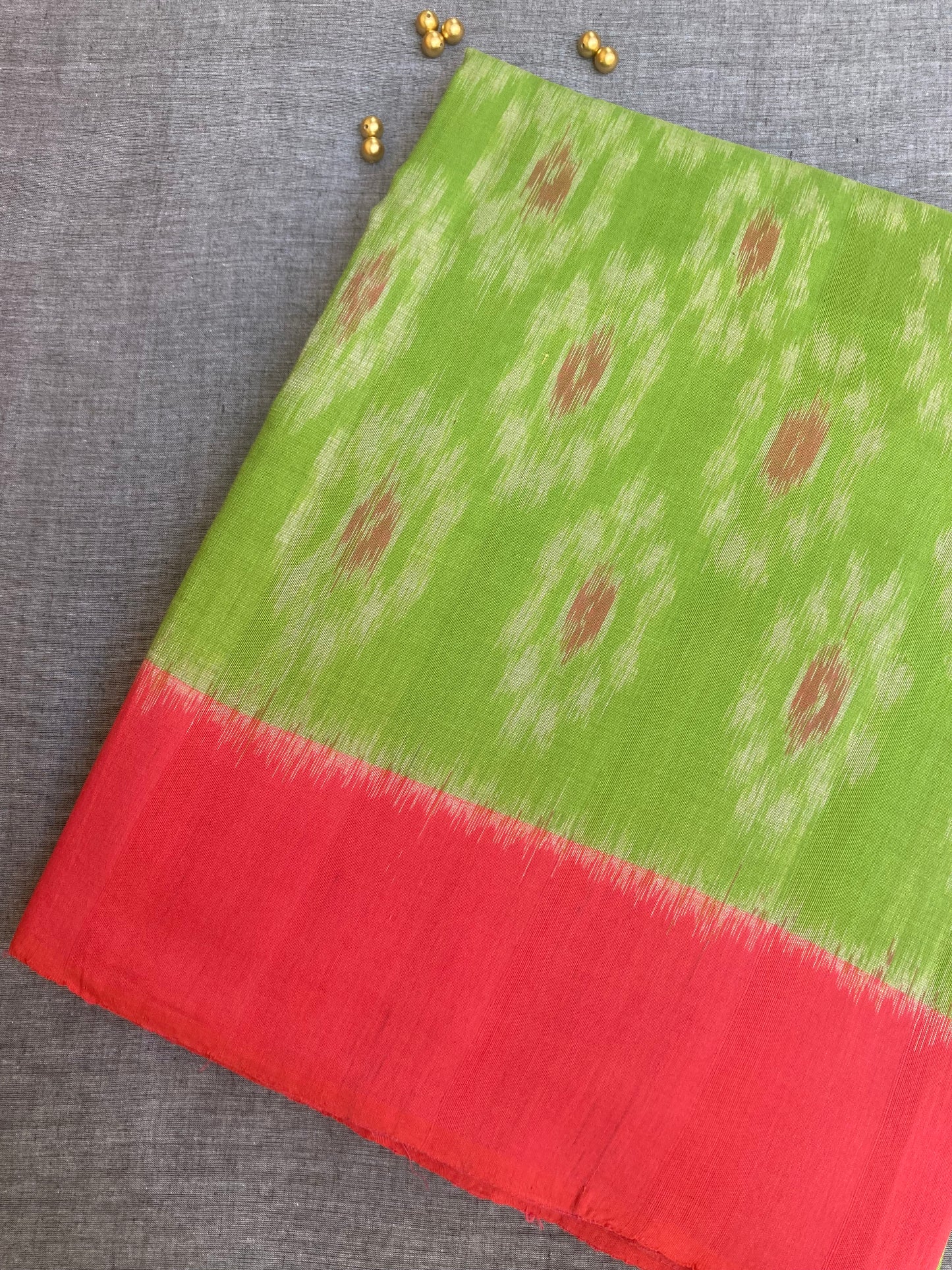 Lime Green Pochampally Ikkat Saree