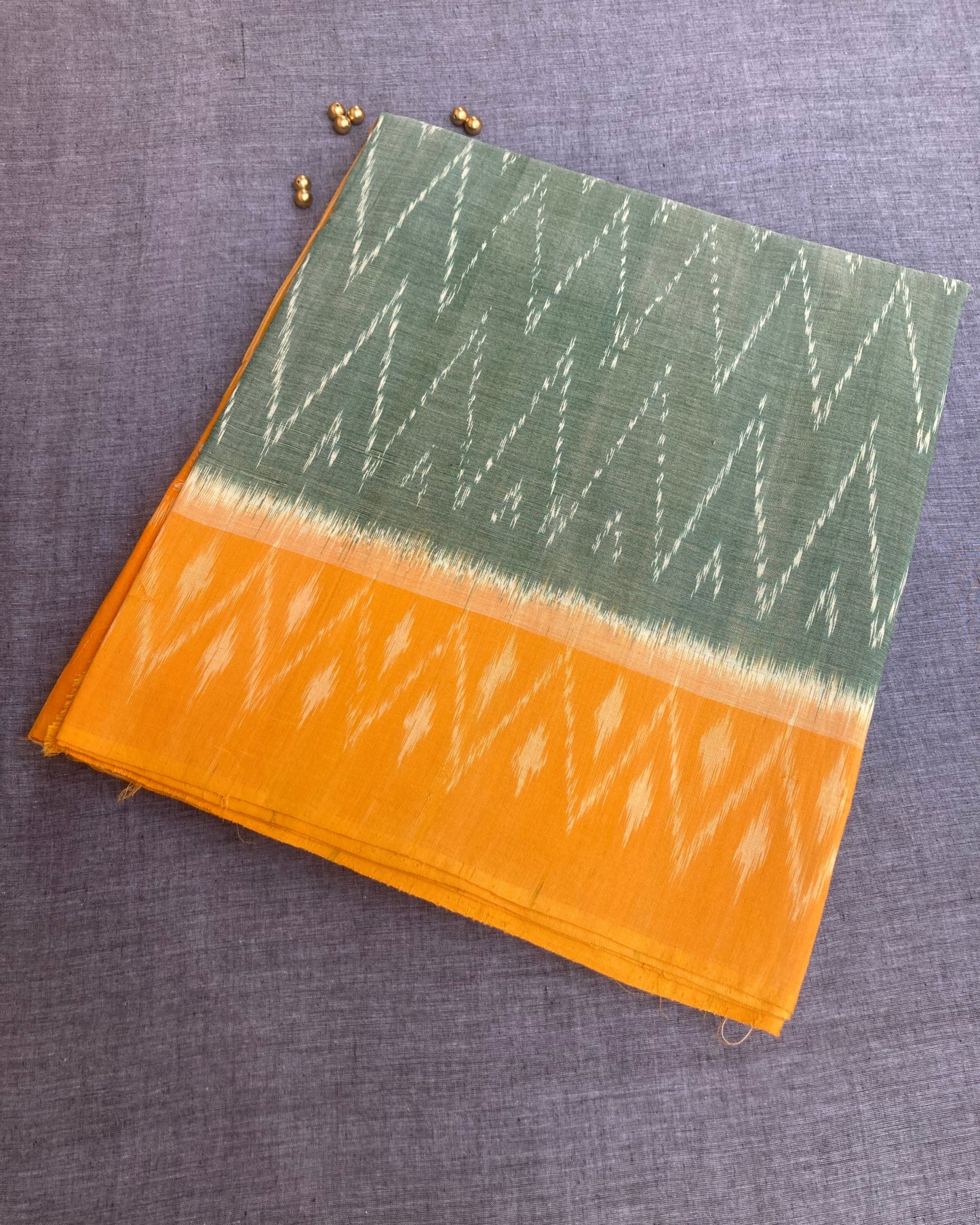Sage Green Pochampally Ikkat Saree