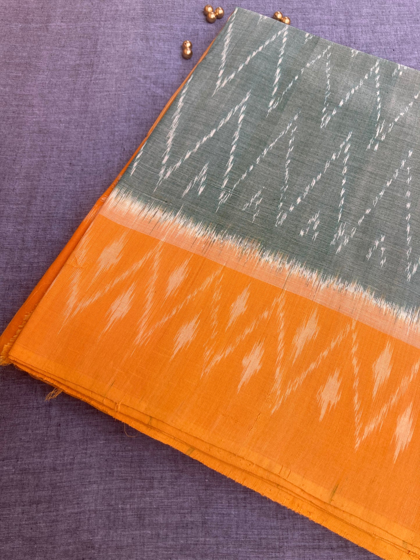 Sage Green Pochampally Ikkat Saree