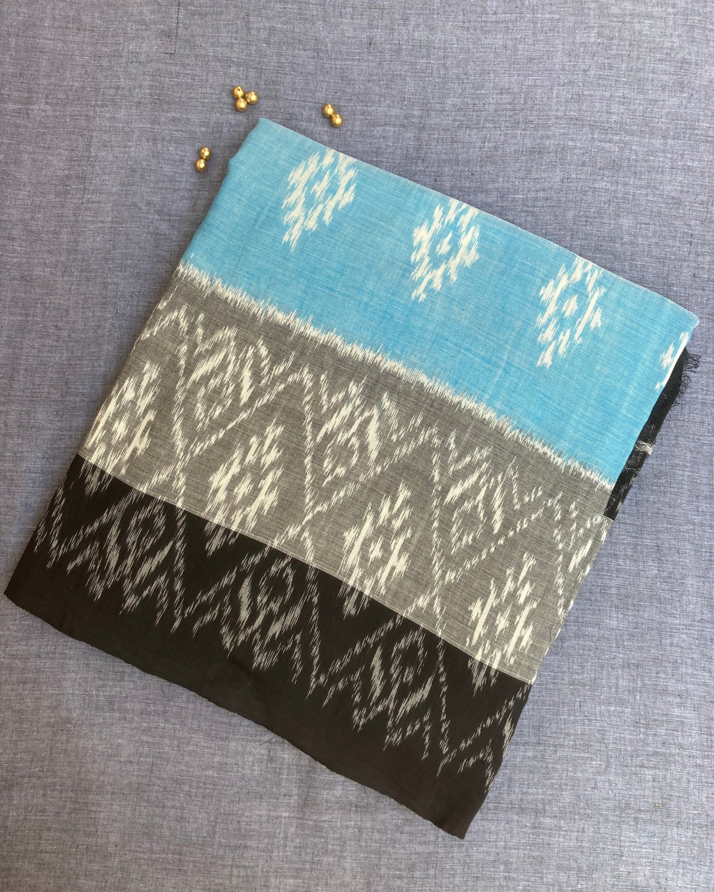 Sky Blue Pochampally Ikkat Saree