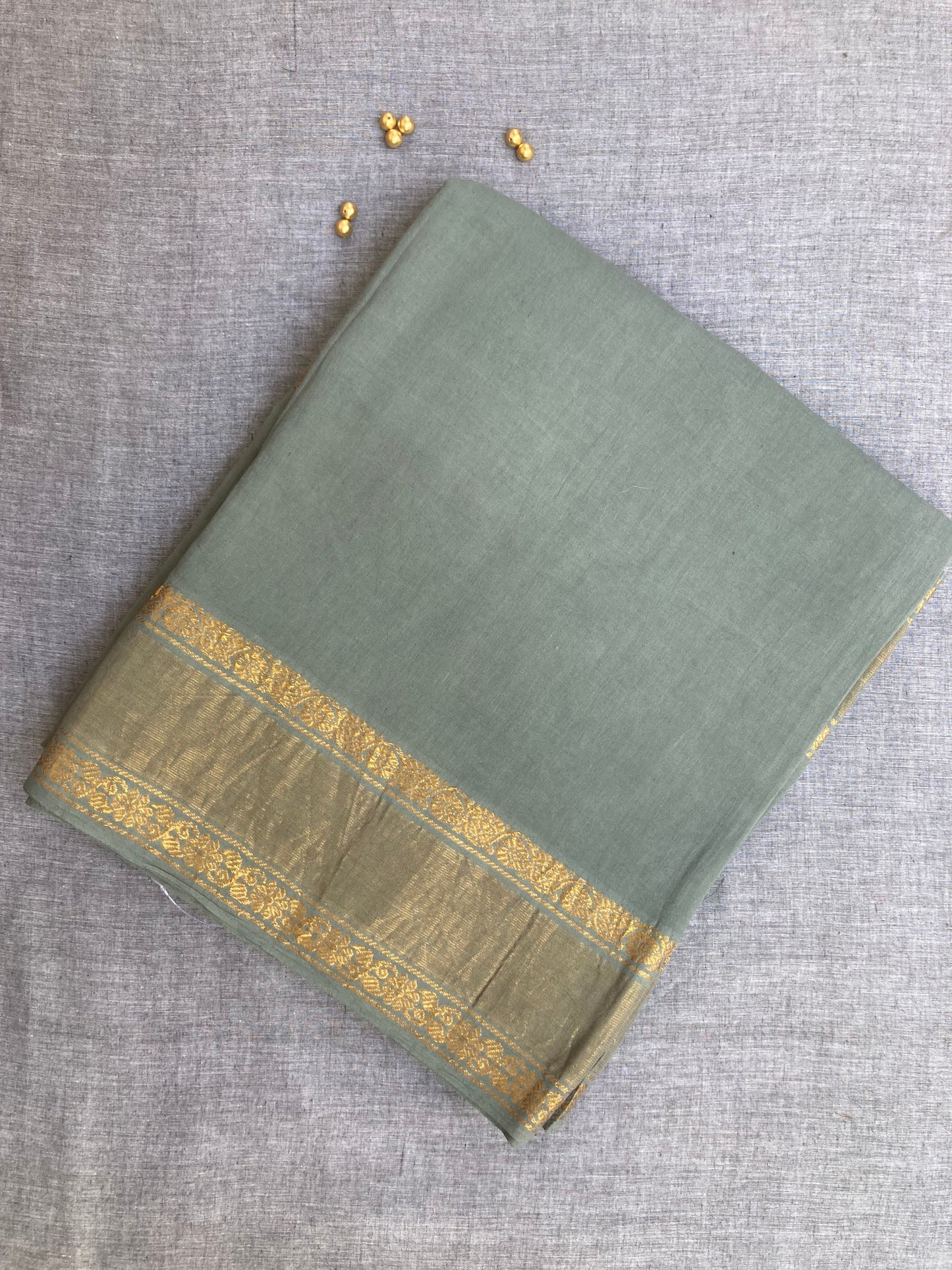Flint Gray Plain Sungudi Saree