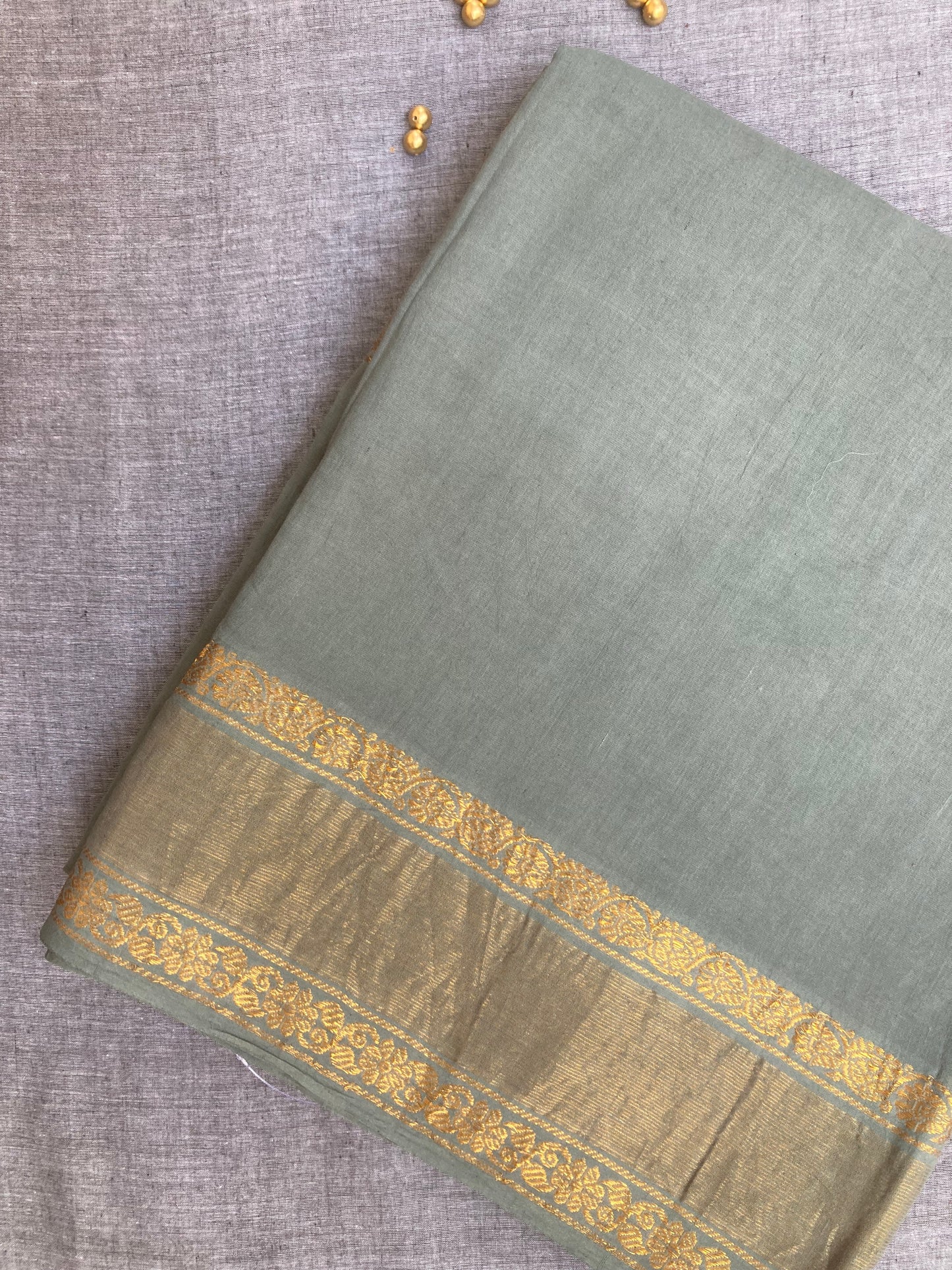 Flint Gray Plain Sungudi Saree