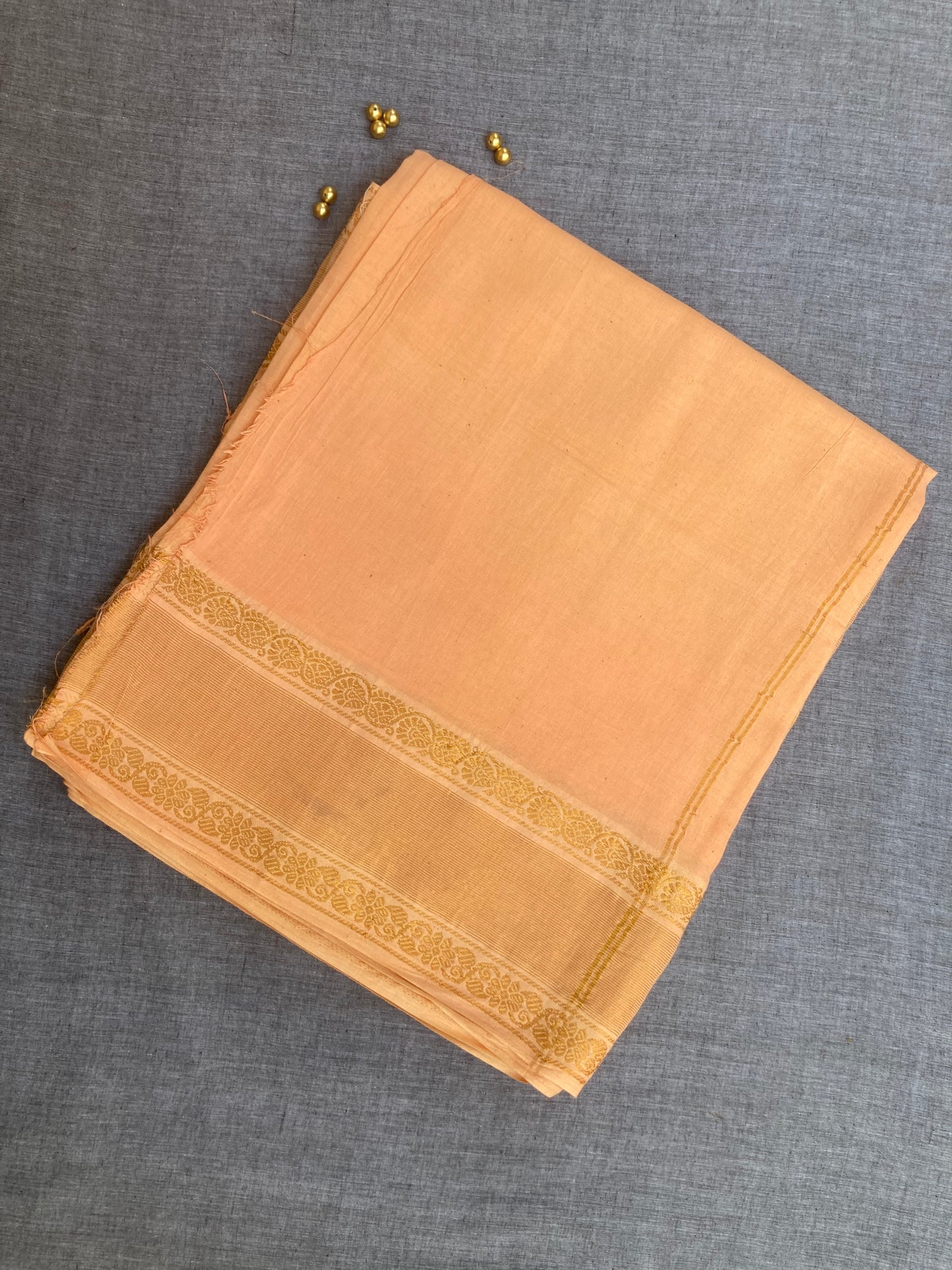 Creamy Peach Plain sungudi sari