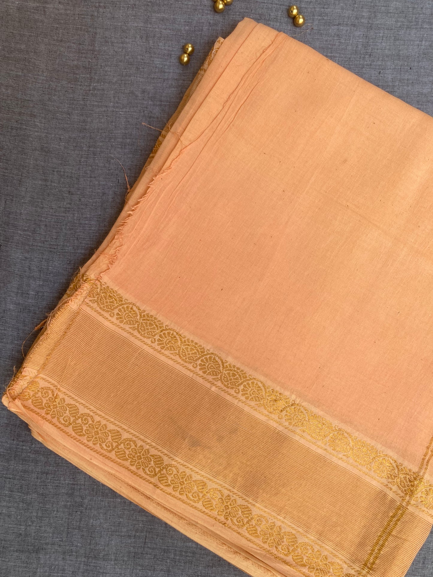 Creamy Peach Plain sungudi sari