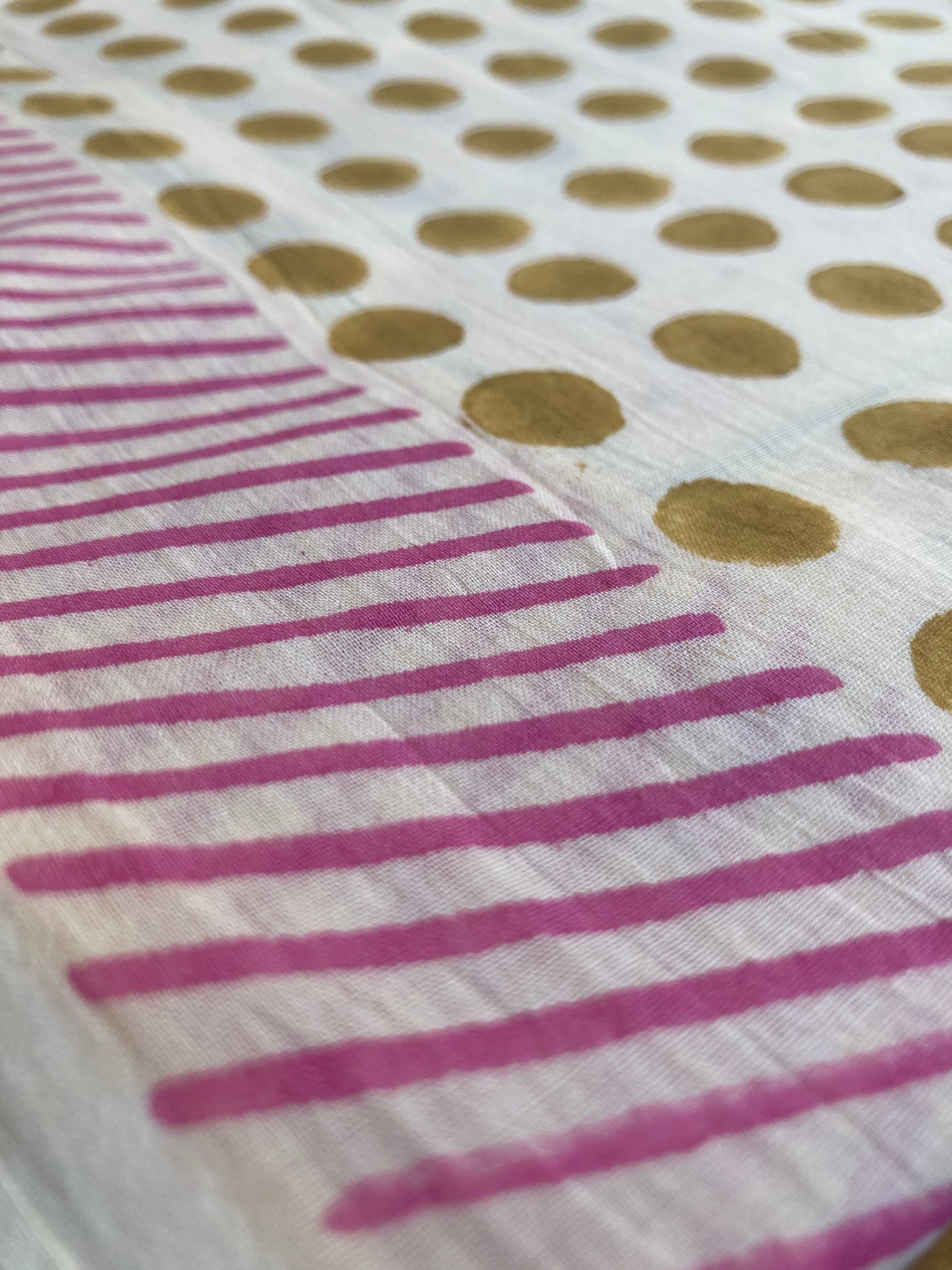 Light Cream Block Printed Cotton Saree