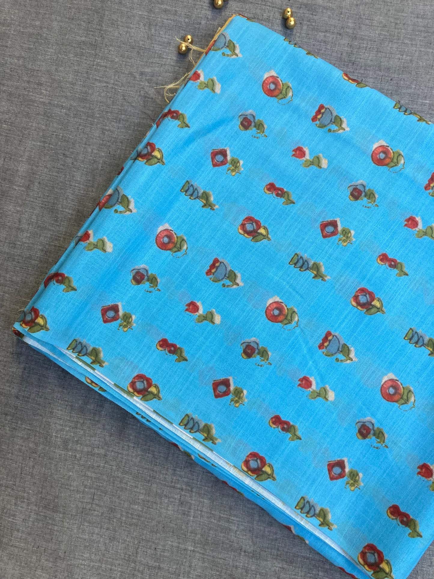 Royal Blue Jute Cotton Saree