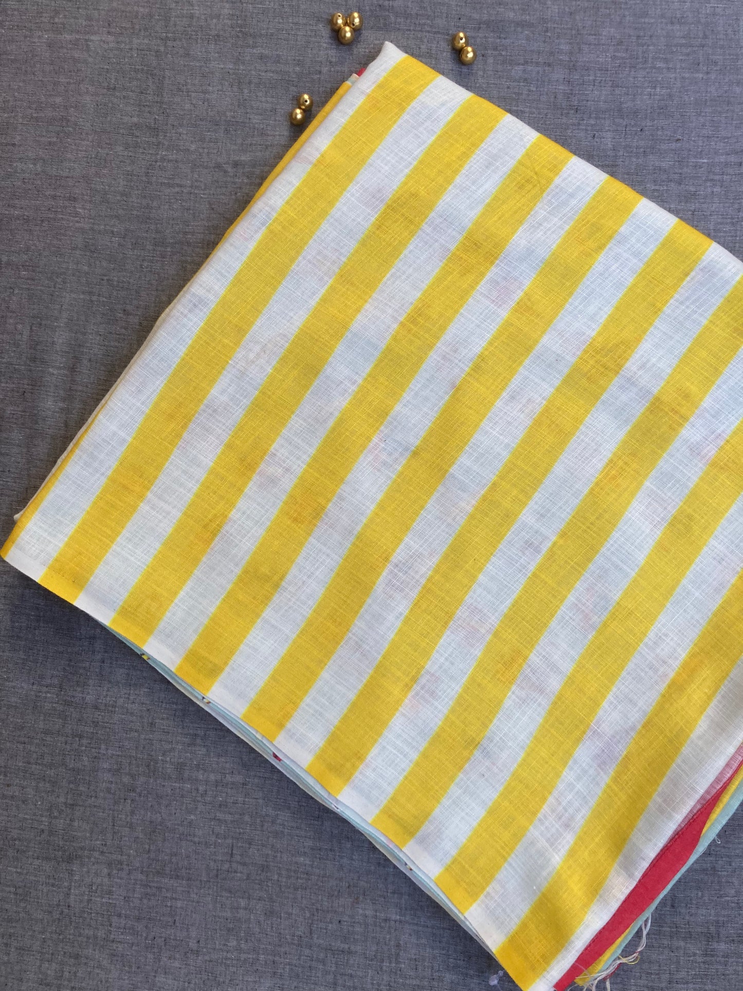 Lemon Yellow Jute Cotton Saree