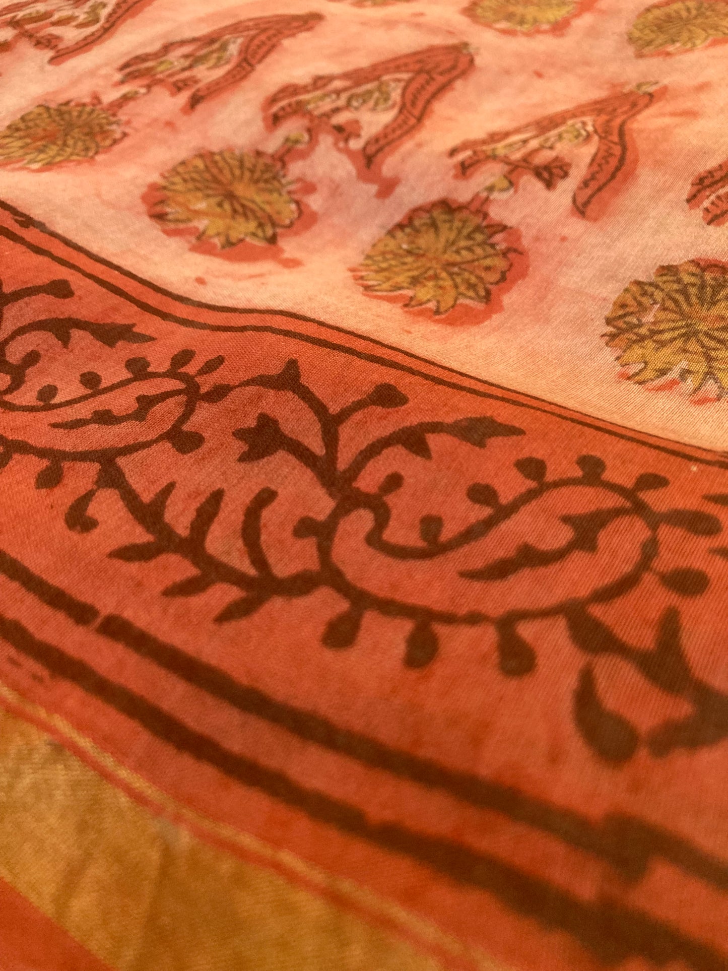 Cinnabar Block-Printed Chanderi Saree