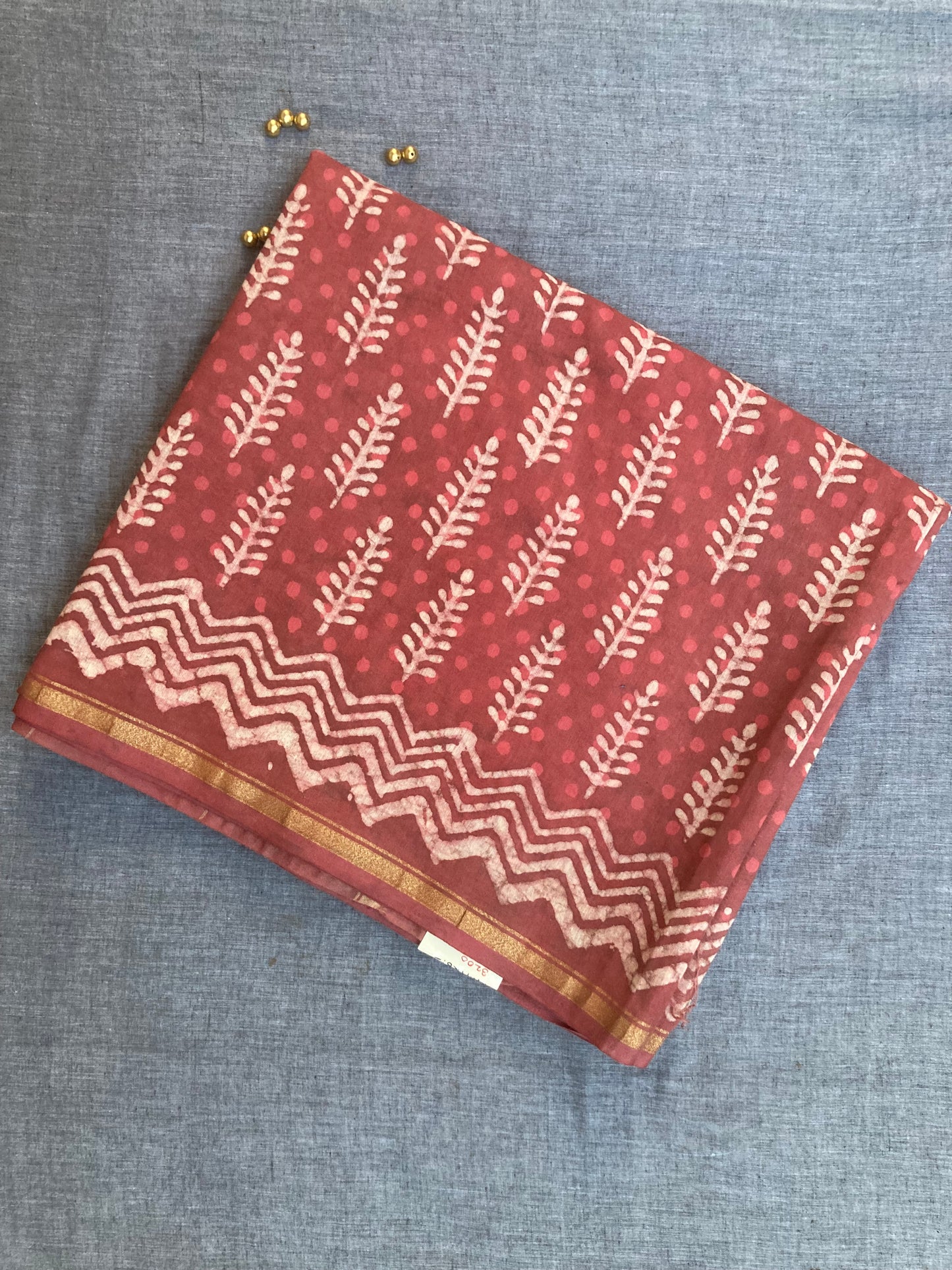 Ruby Block-Printed Chanderi Saree
