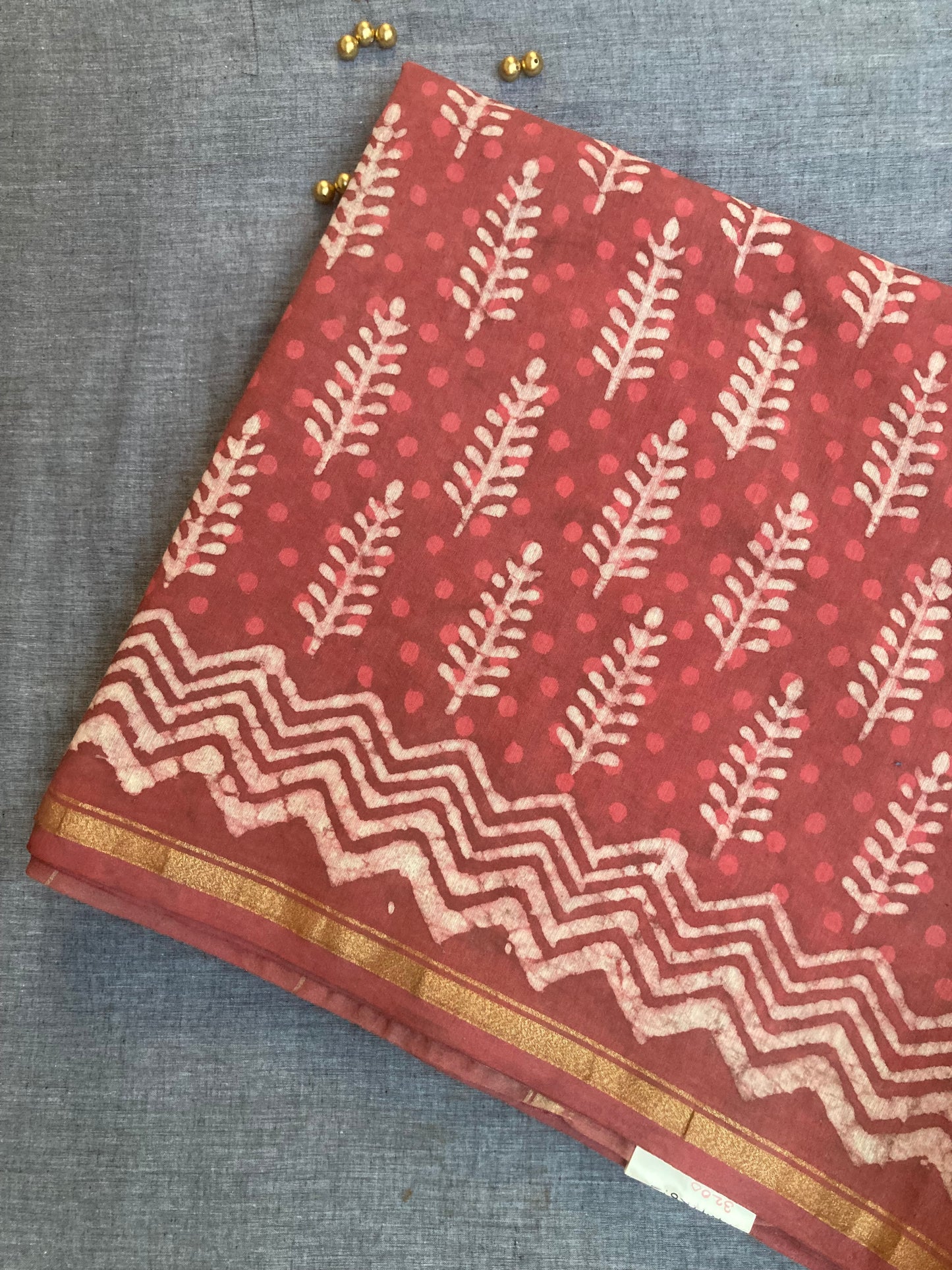 Ruby Block-Printed Chanderi Saree