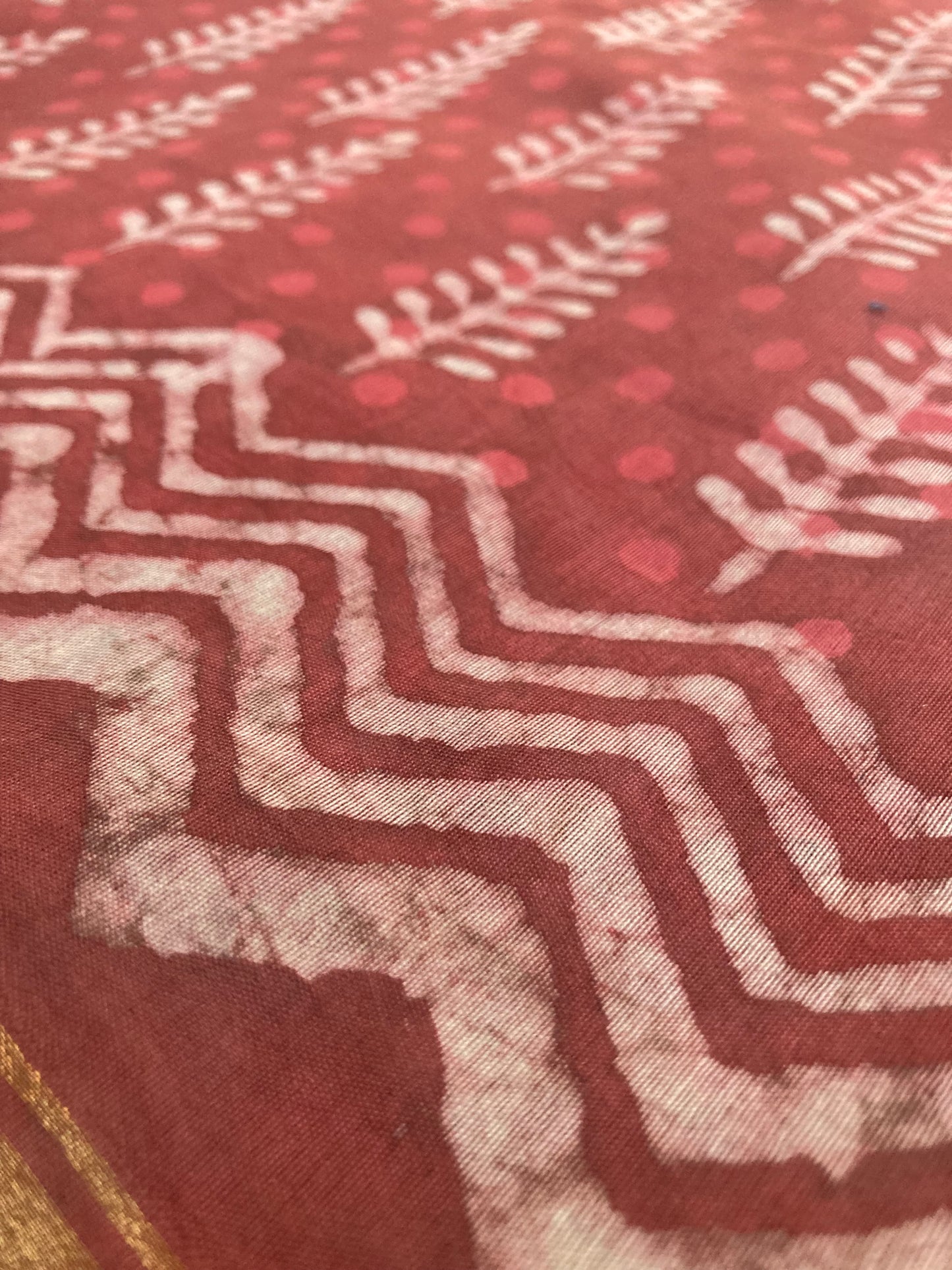 Ruby Block-Printed Chanderi Saree