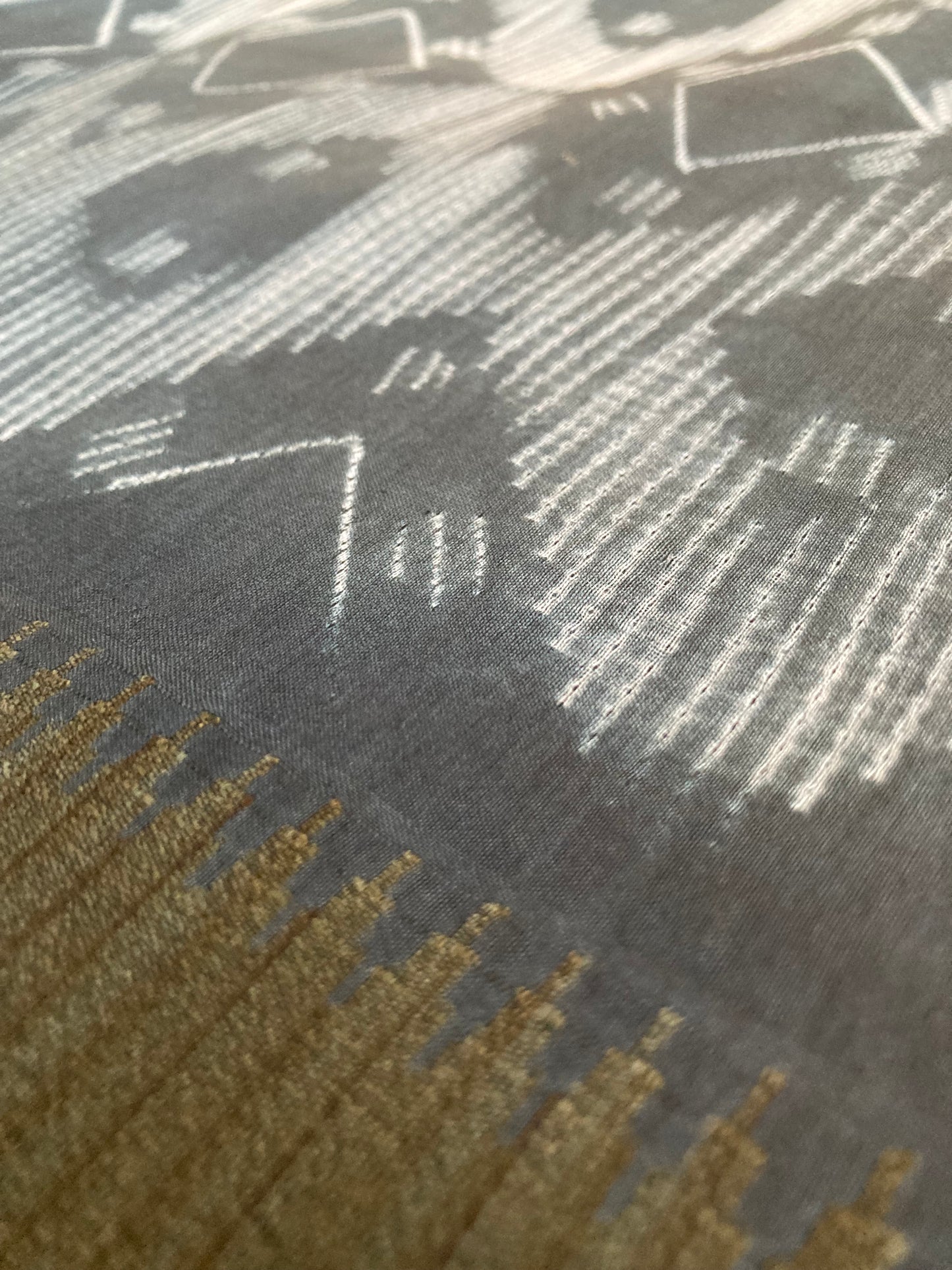 Slate Block-Printed Chanderi Saree