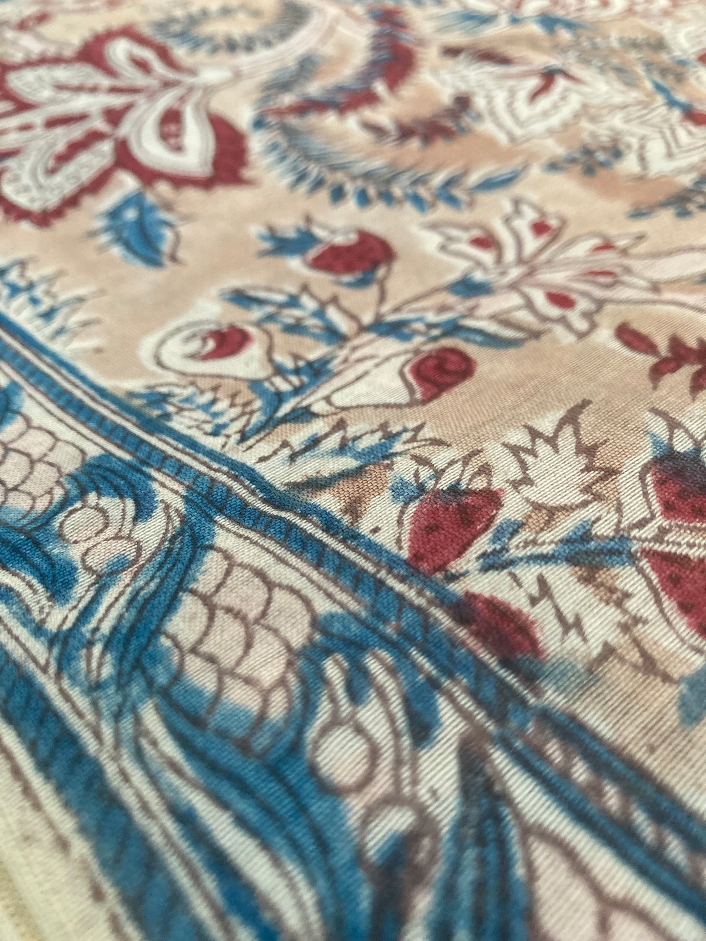 Tan Block-Printed Chanderi Saree