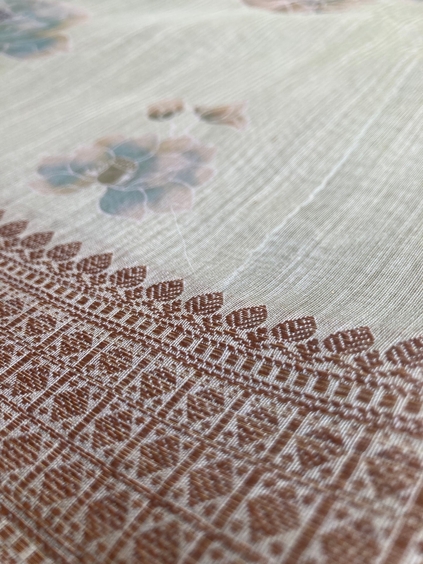 Olive Digital Print Chanderi Saree