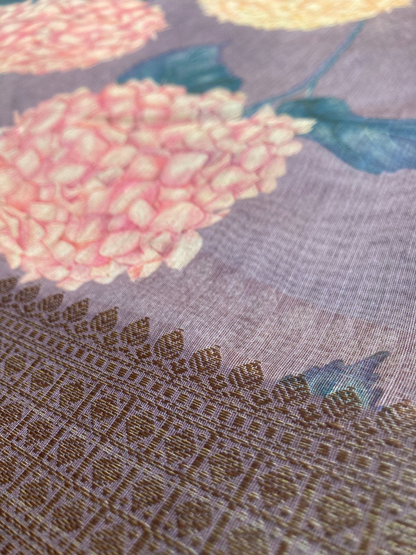Twilight Lavender Digital Print Chanderi Saree