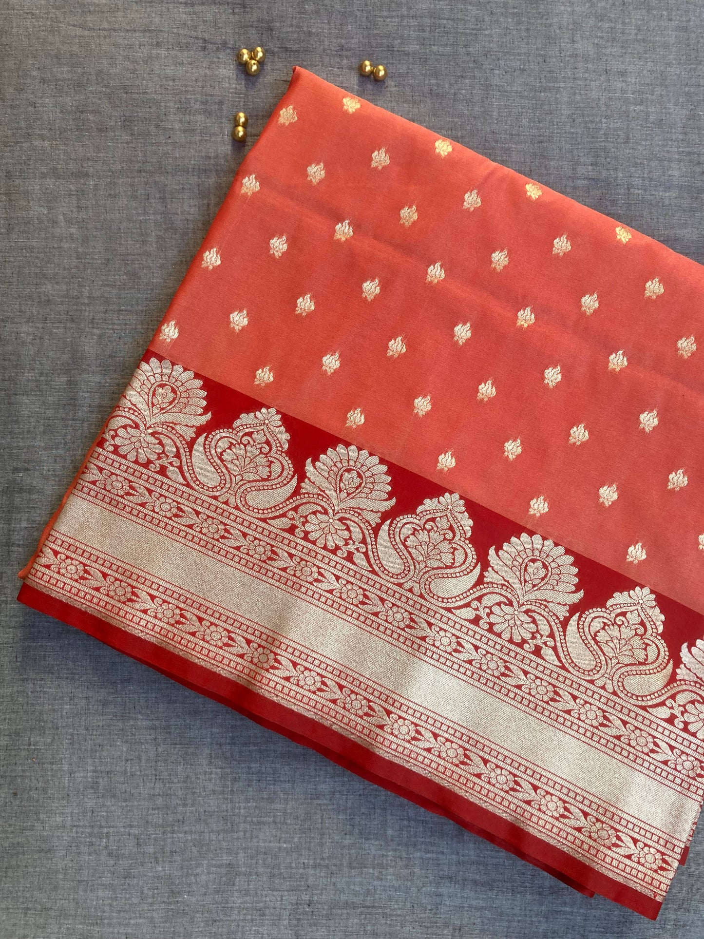Vermilion Banarasi Katan Saree