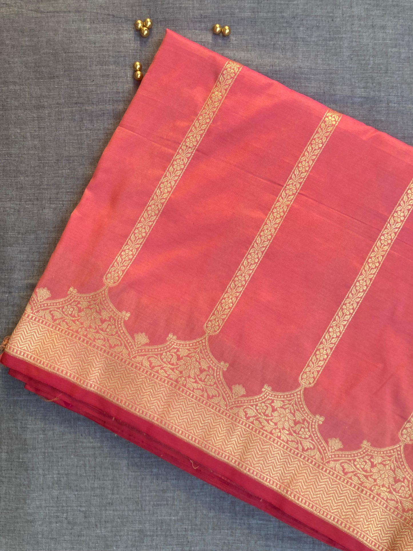 Watermelon Banarasi Katan Saree