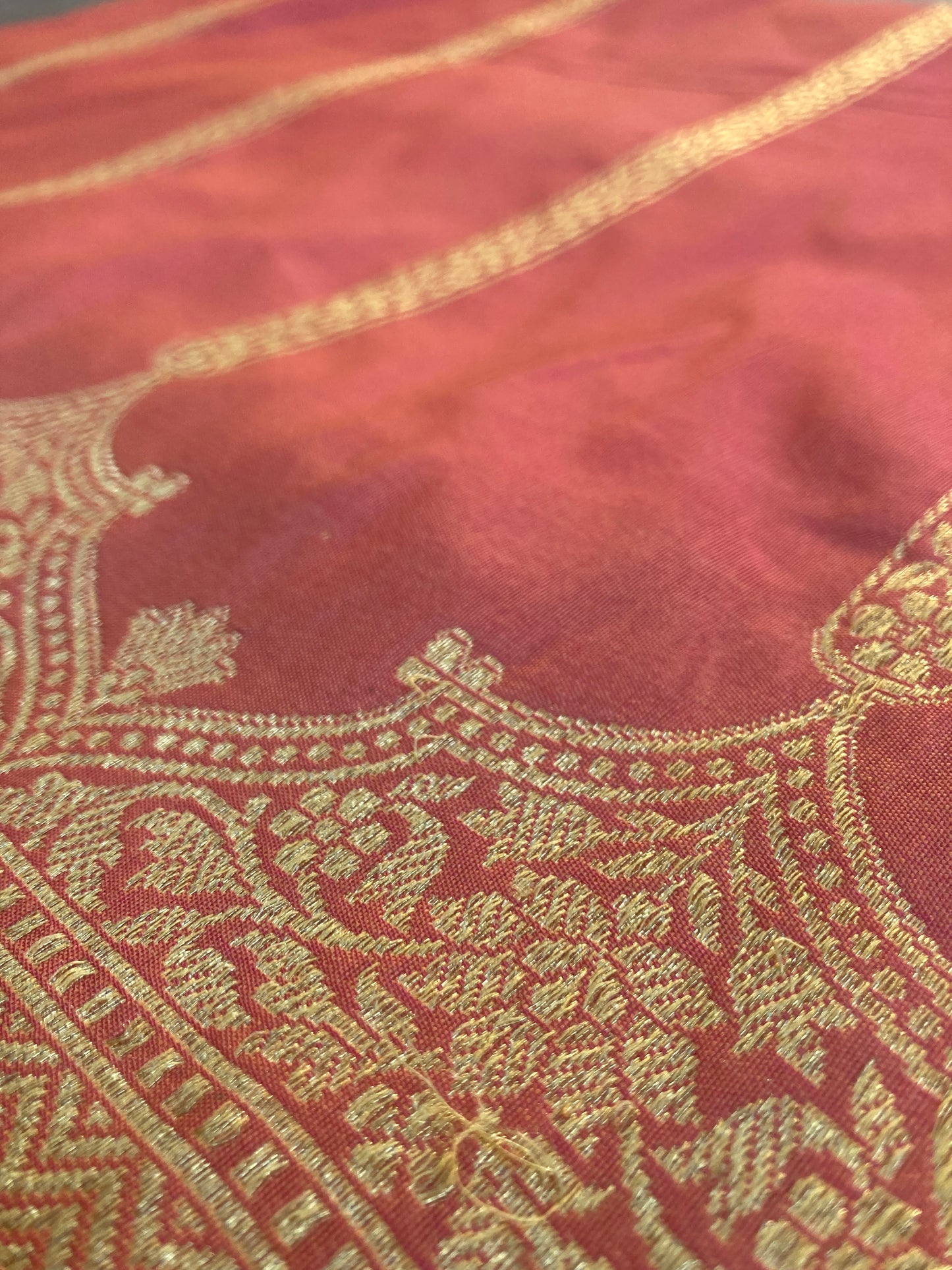 Watermelon Banarasi Katan Saree