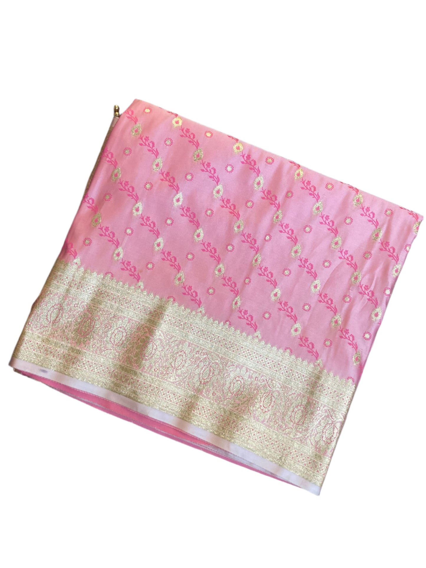 Baby Pink Banarasi Satin Saree