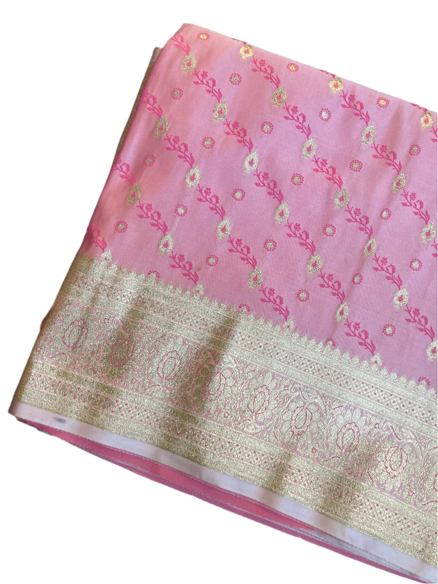 Baby Pink Banarasi Satin Saree