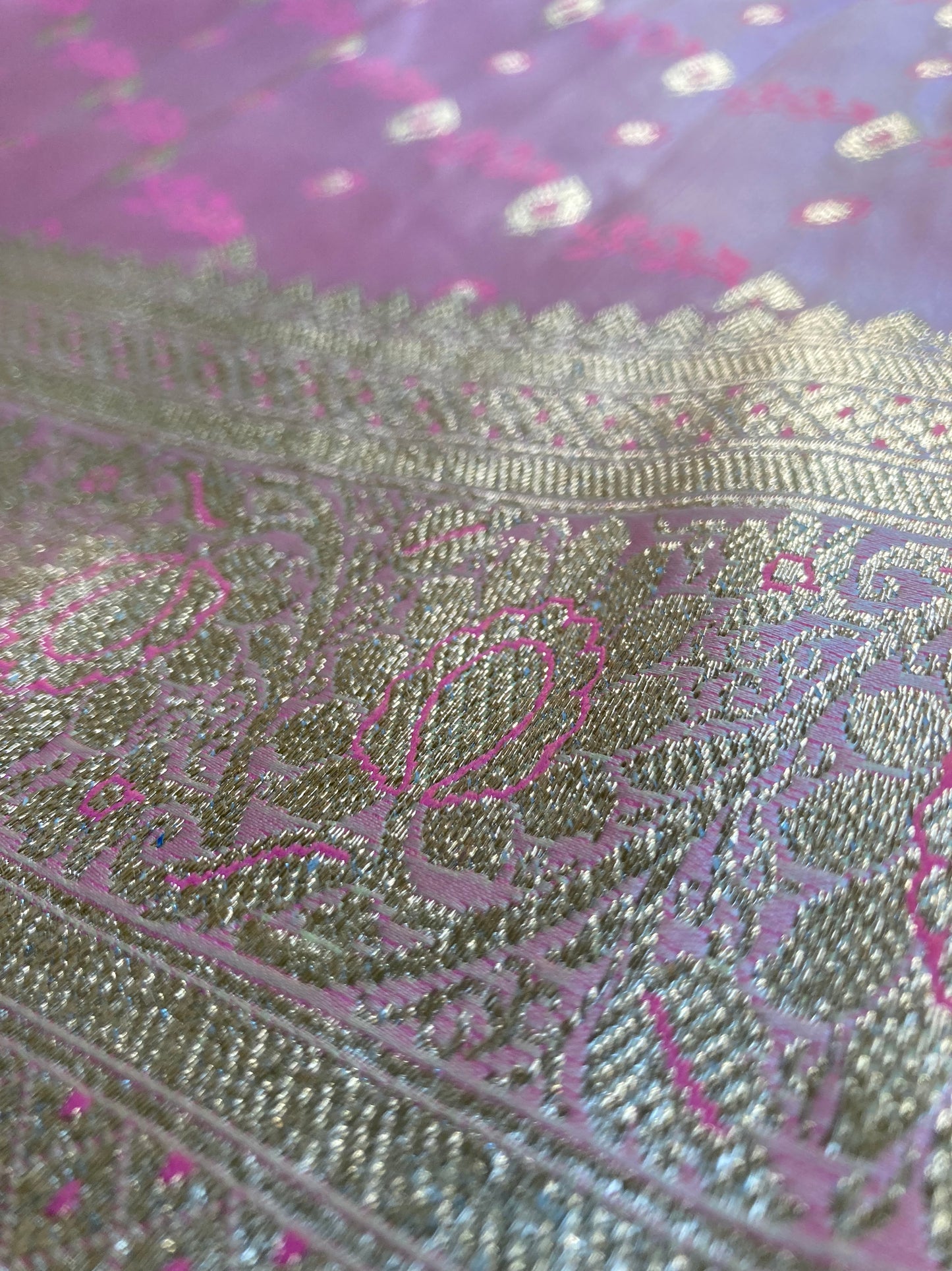 Baby Pink Banarasi Satin Saree