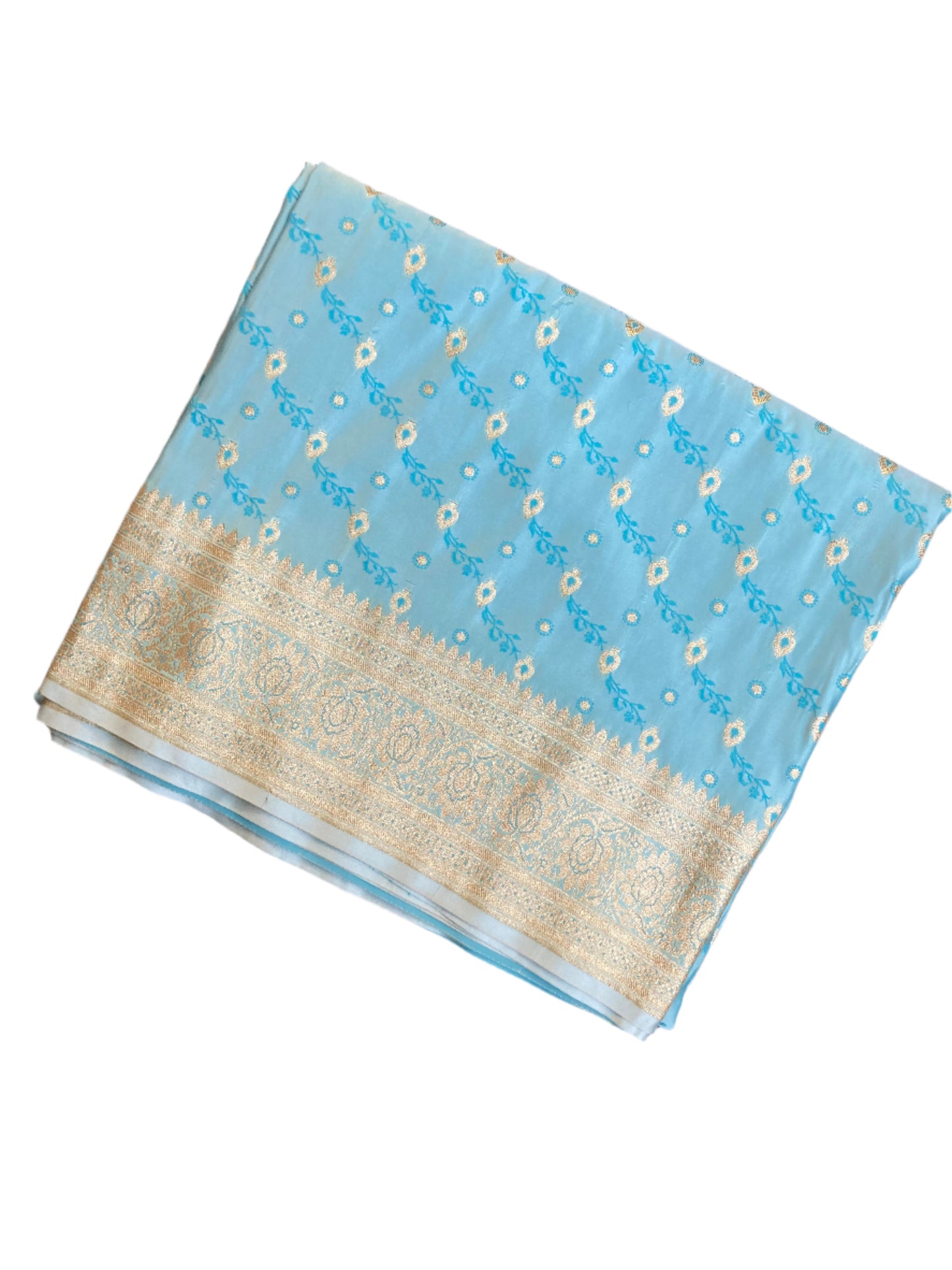 Baby Blue Banarasi Satin saree