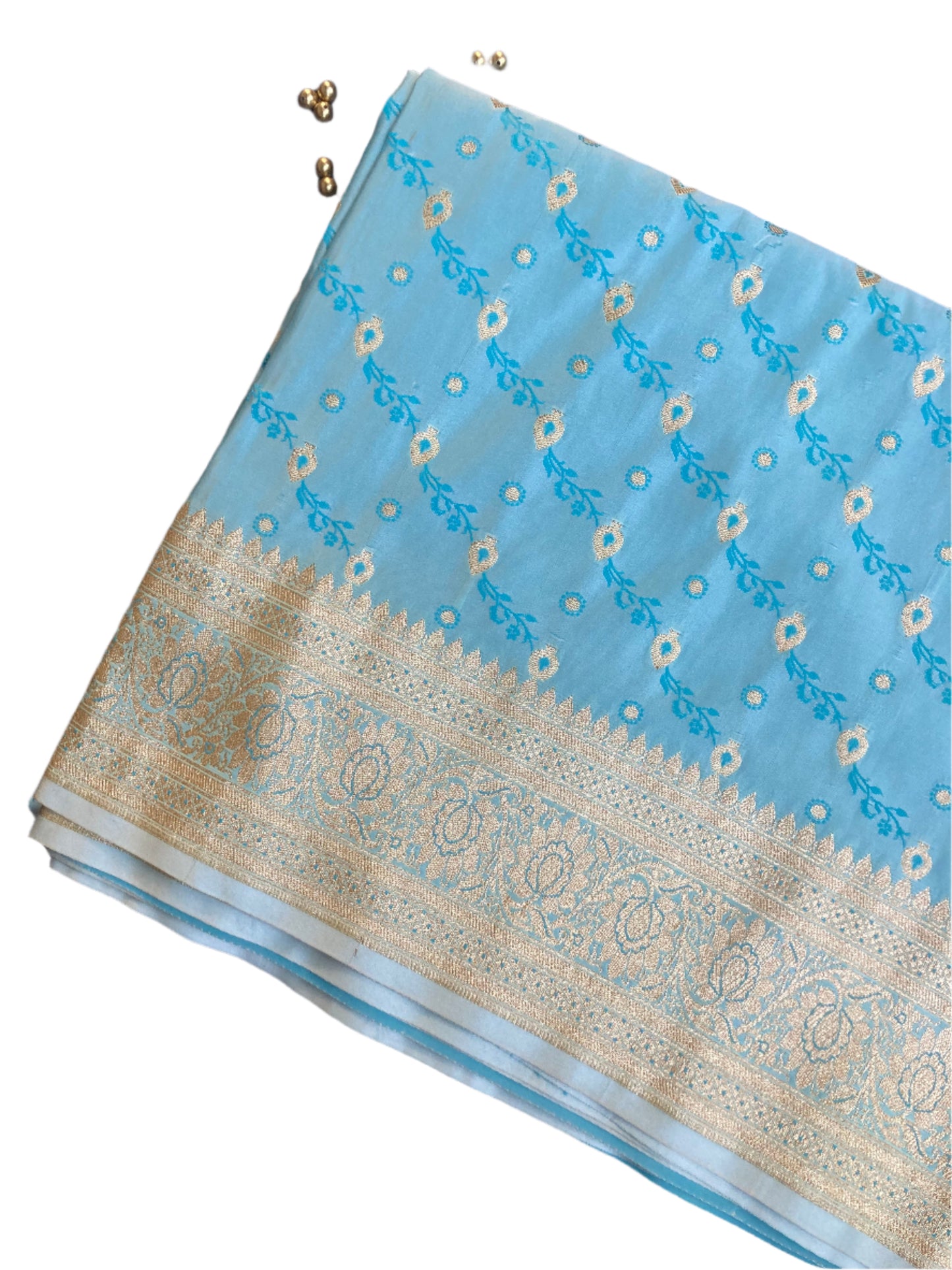 Baby Blue Banarasi Satin saree