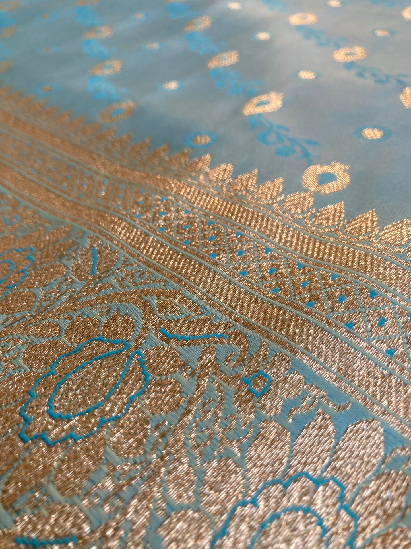 Baby Blue Banarasi Satin saree